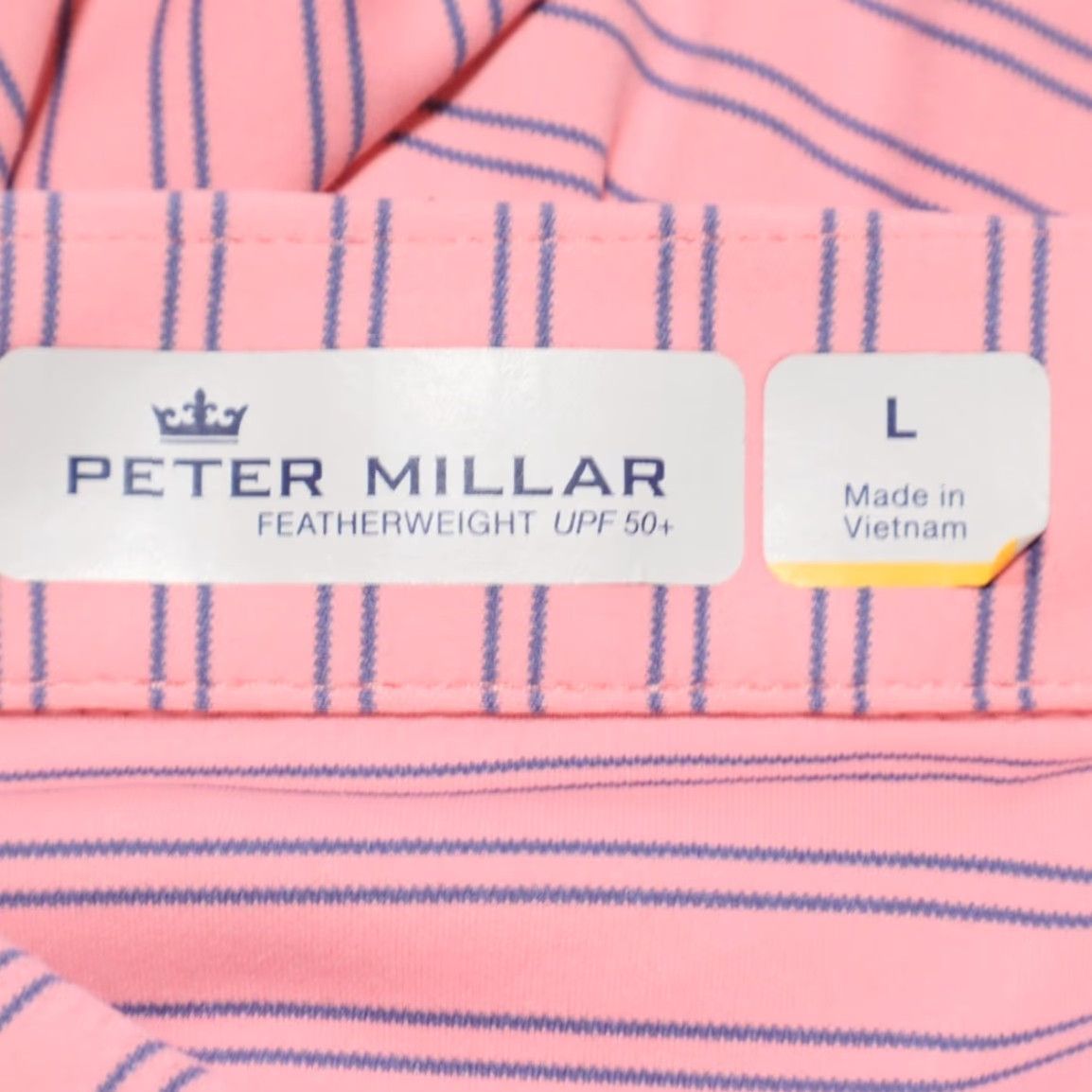 Peter Millar Peter Millar Featherlight Owl Creek CC Striped Polo Shirt Pink Men's L Shirt Size US L / EU 52-54 / 3 - 5 Thumbnail