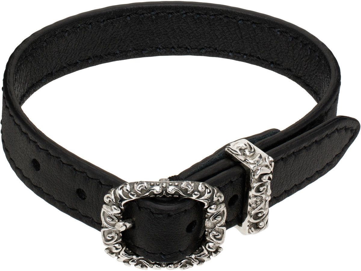 Emanuele Bicocchi Emanuele Bicocchi Black Leather Buckled Small Bracelet Size ONE SIZE - 1 Thumbnail