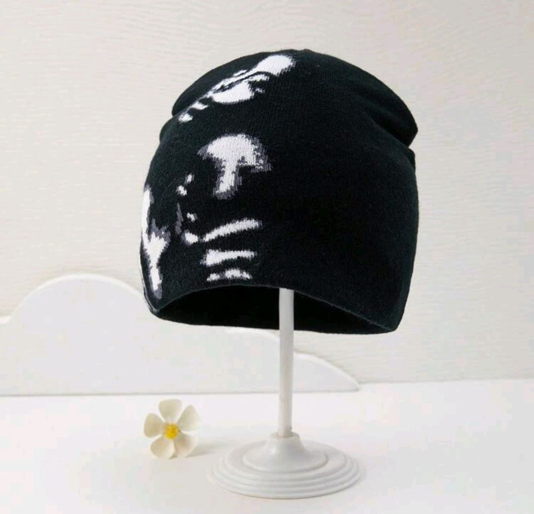 Vintage Unisex small medium Jacquard Knit Hat with Soul Pattern Size ONE SIZE - 3 Thumbnail