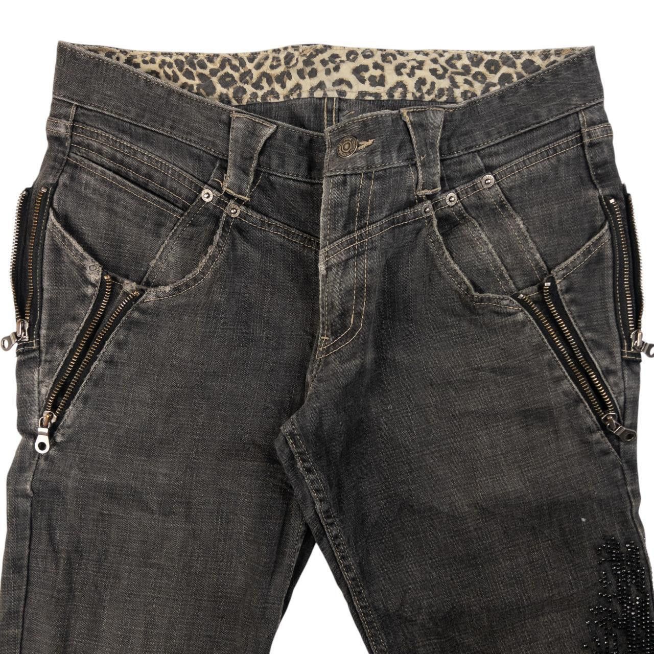 Designer Vintage PPFM Zip Detail Diamonte Denim Jeans Size W34 Size US 33 - 5 Thumbnail