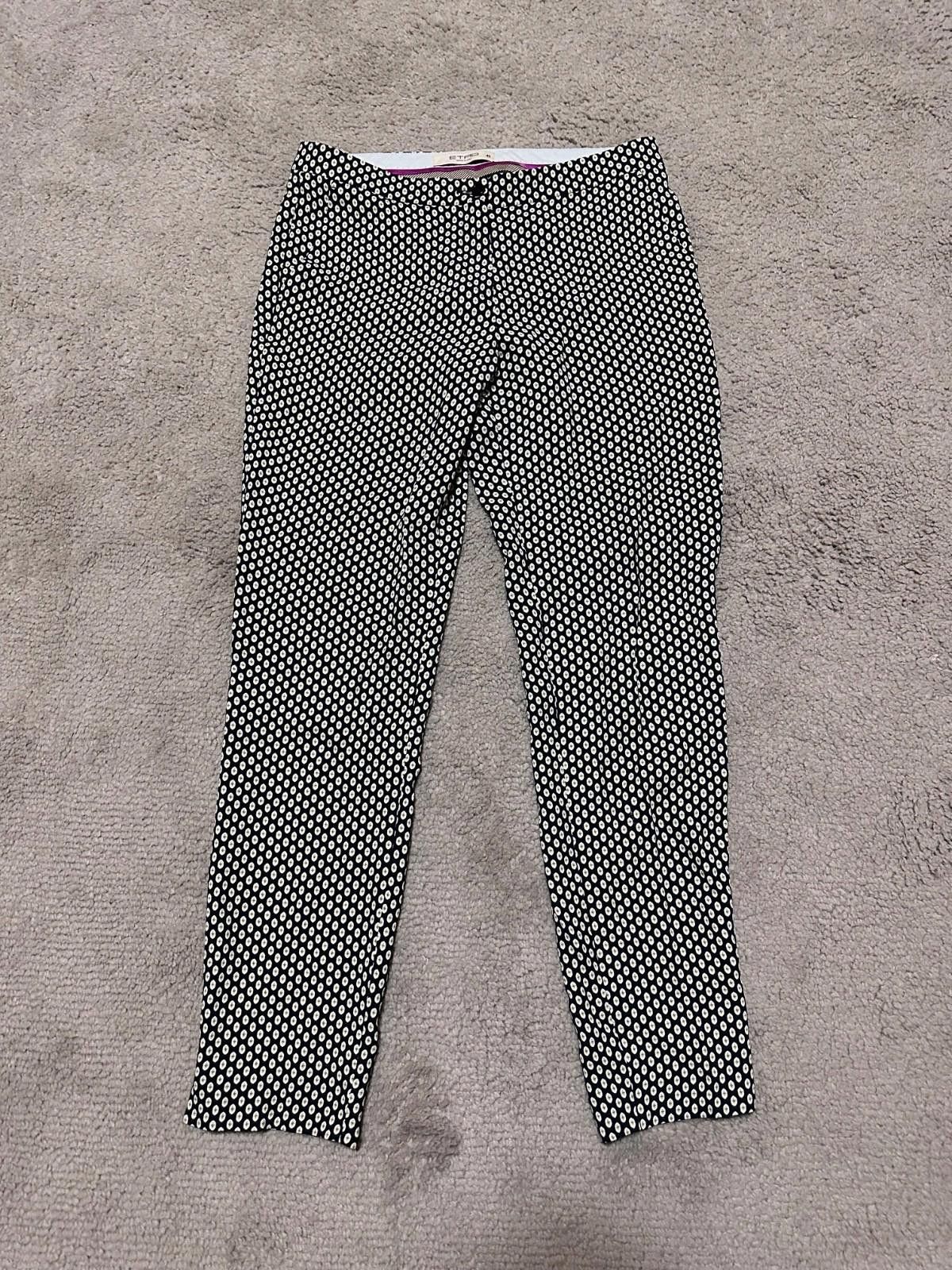 Etro Black and White Geometric Chinos Sz 42