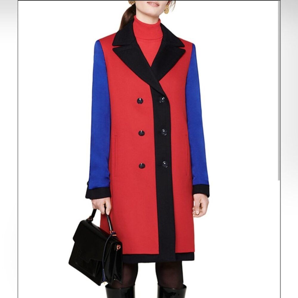 Escada Escada Women's WInter Jacket Coat Colorblock Wool Trench Si Size S / US 4 / IT 40 - 2 Thumbnail