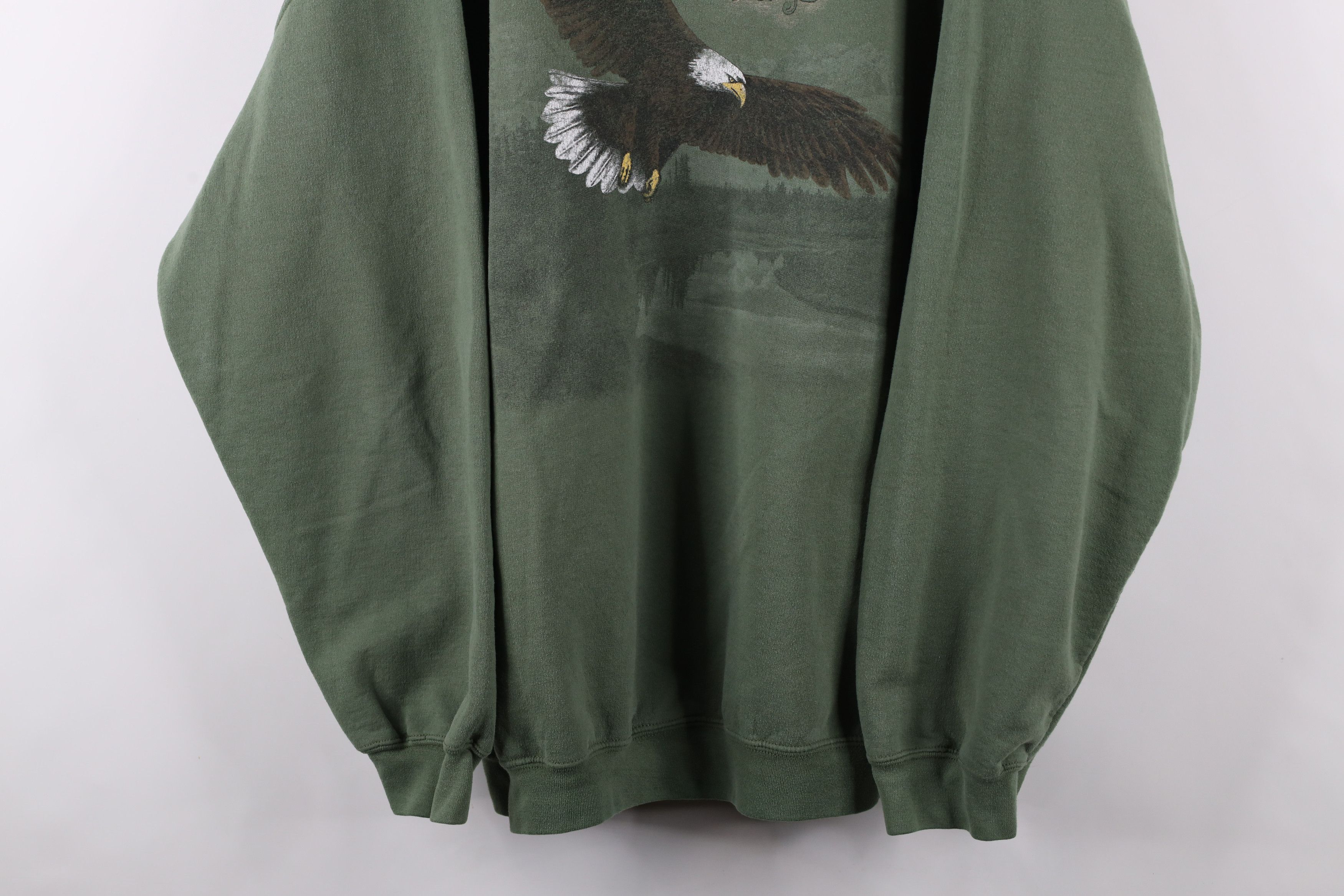 Vintage Vintage 90s Streetwear Bald Eagle Crewneck Sweatshirt Green Size US XXL / EU 58 / 5 - 3 Thumbnail