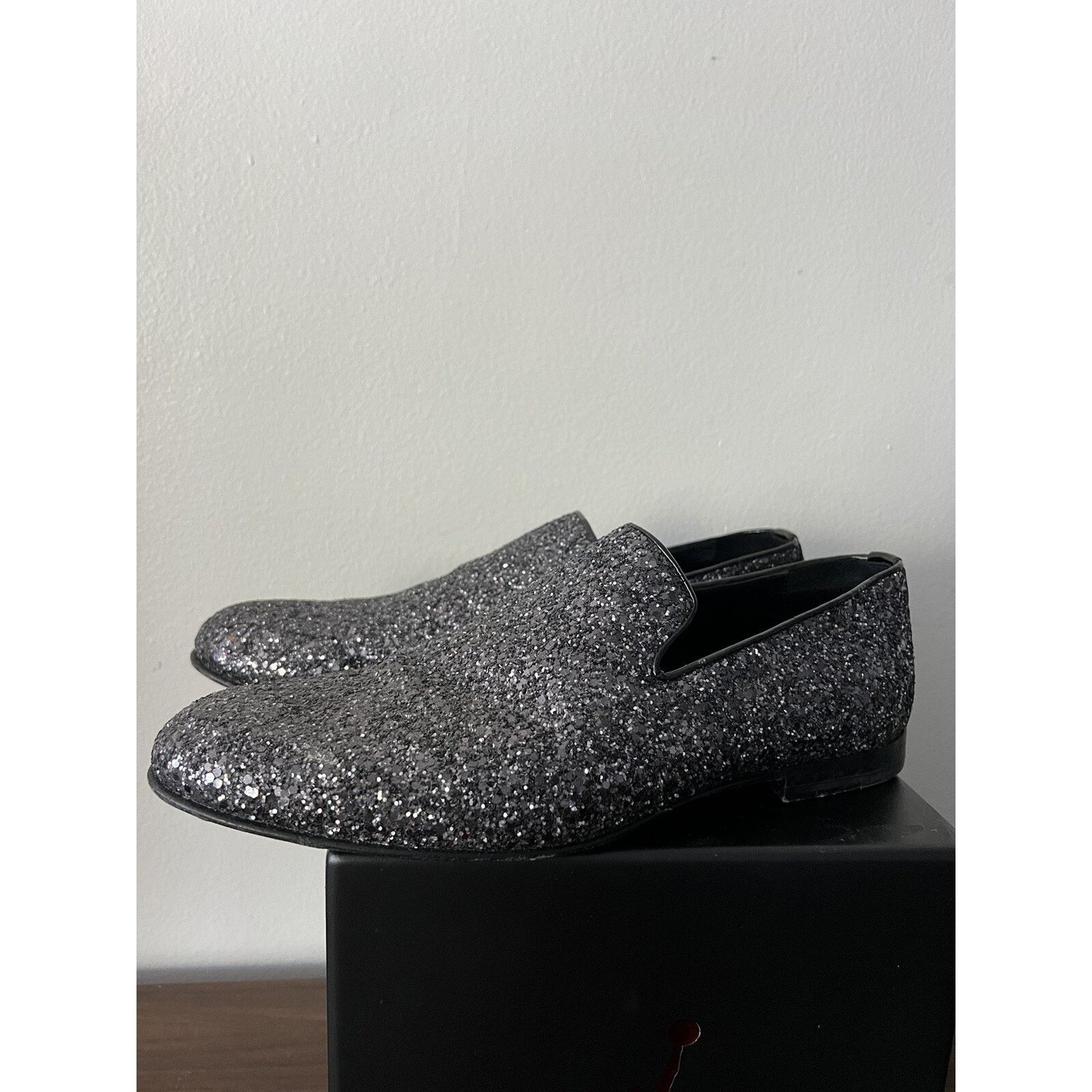 Jimmy Choo Jimmy Choo Men's Black Thame Black Glitter Fabric Slipper Size US 8 / EU 41 - 3 Thumbnail