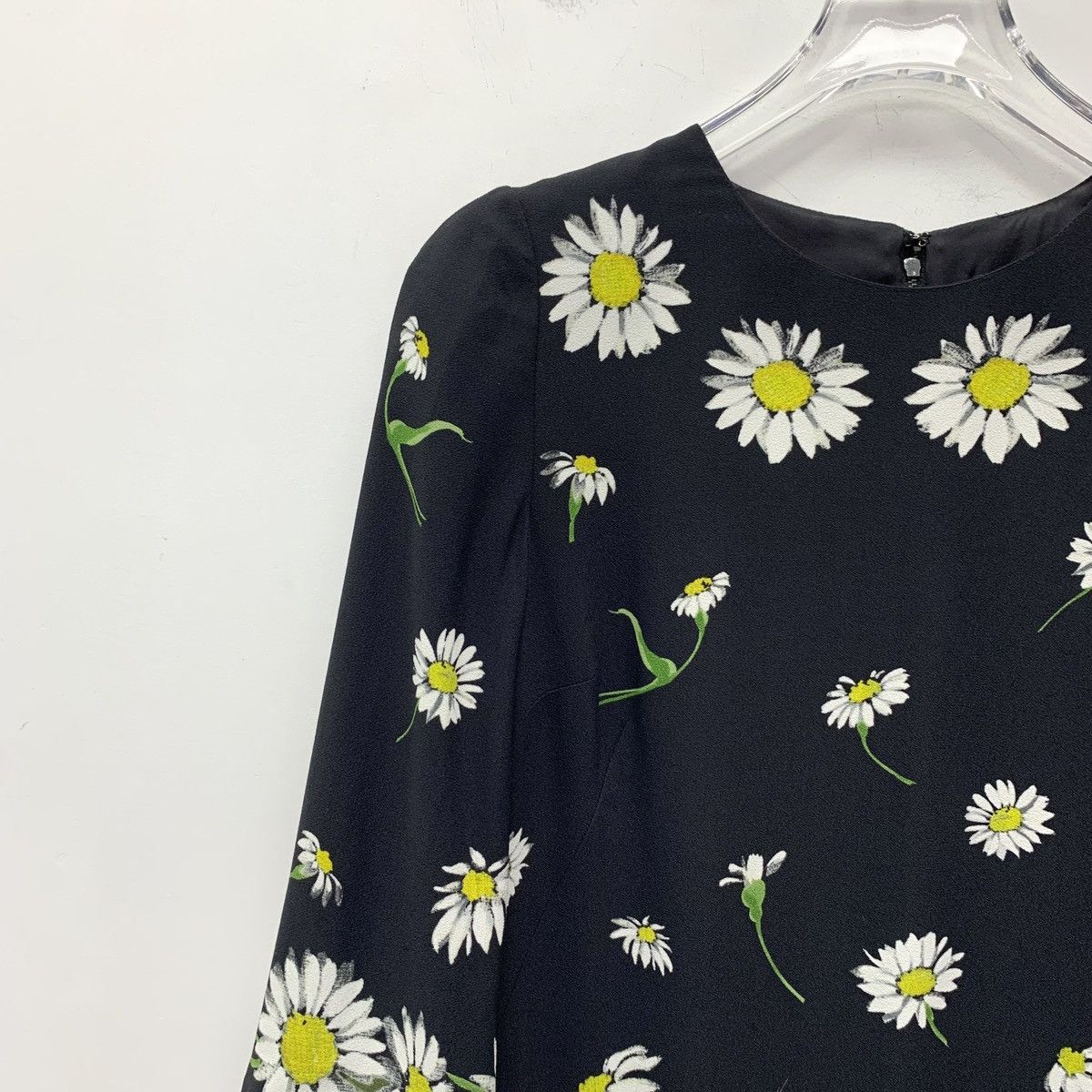 Dolce & Gabbana Dolce&Gabbana Black Daisy Printed Short Sleeve Dress K26WX Size S / US 4 / IT 40 - 3 Thumbnail