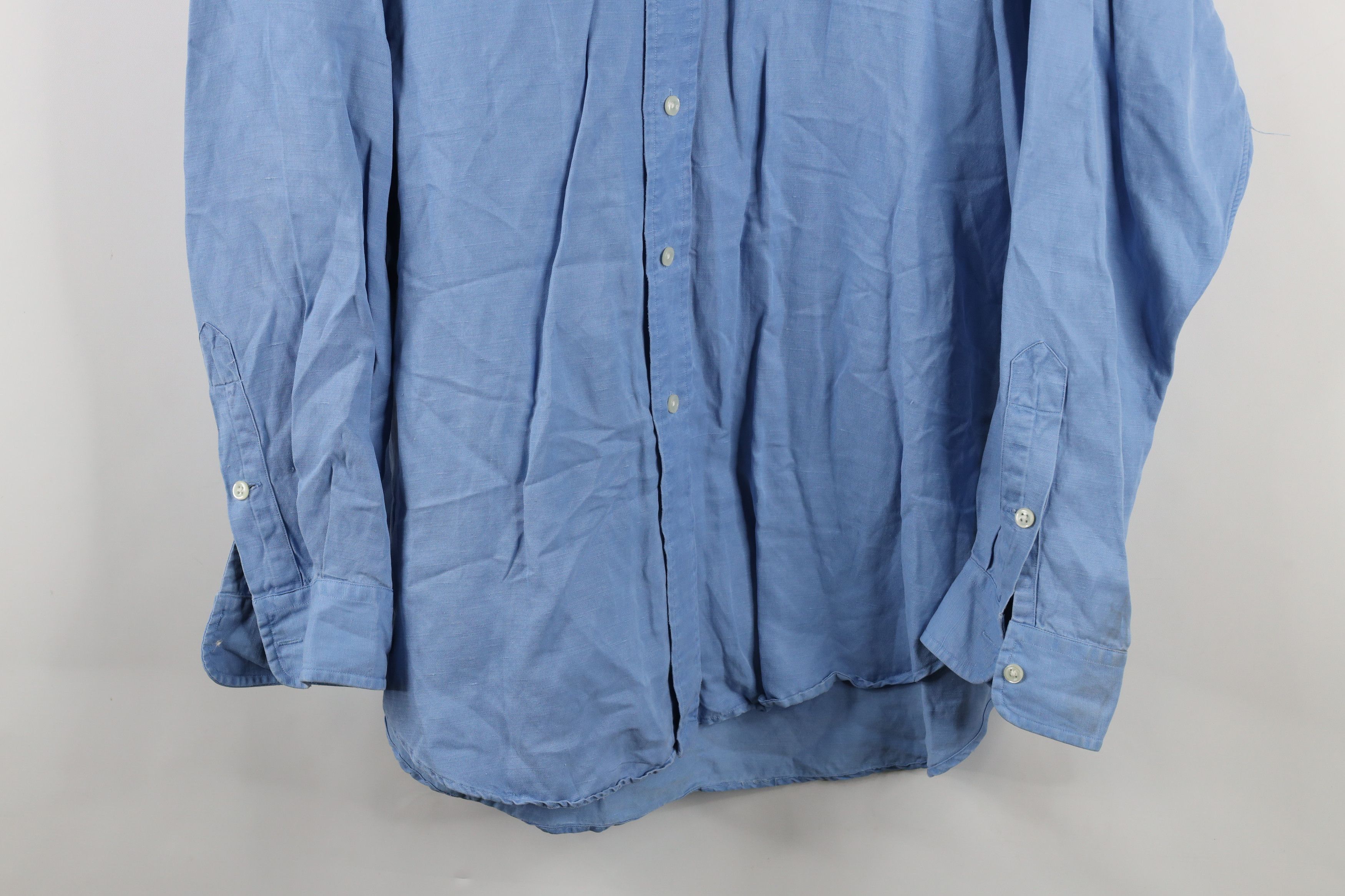 Polo Ralph Lauren Vintage 90s Ralph Lauren Silk Linen Button Down Shirt Blue Size US L / EU 52-54 / 3 - 3 Thumbnail