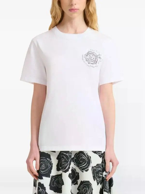 Marni o1w1db10426 Patch-Detail T-Shirt in White Size L / US 10 / IT 46 - 3 Thumbnail
