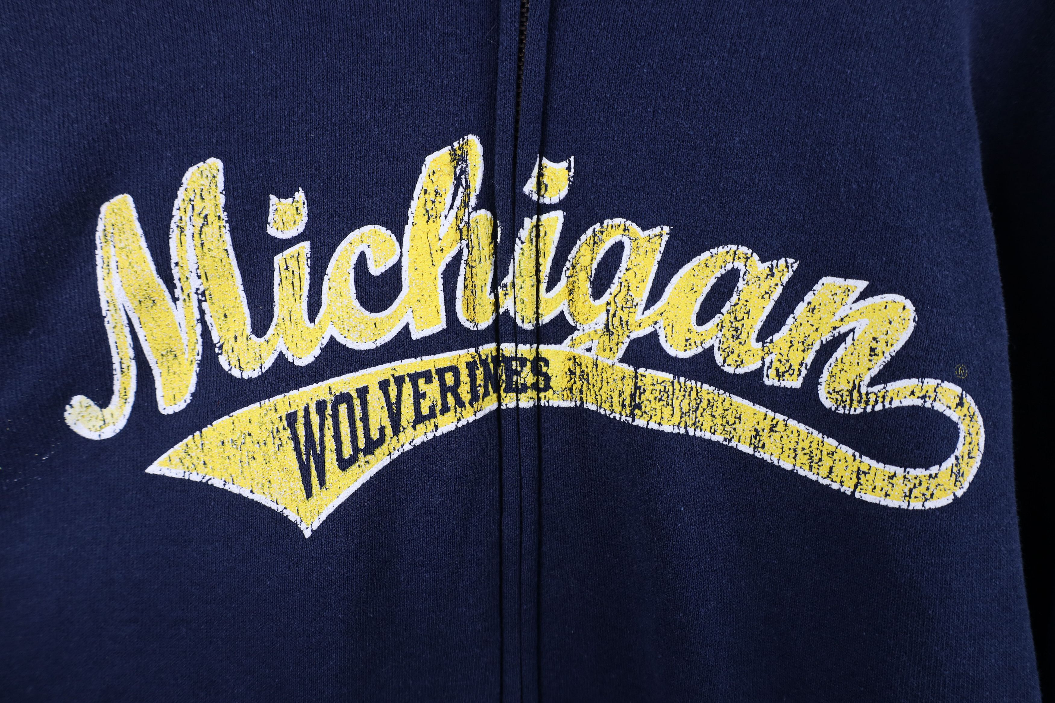Vintage Vintage 90s University of Michigan Full Zip Sweatshirt Size US XL / EU 56 / 4 - 4 Thumbnail
