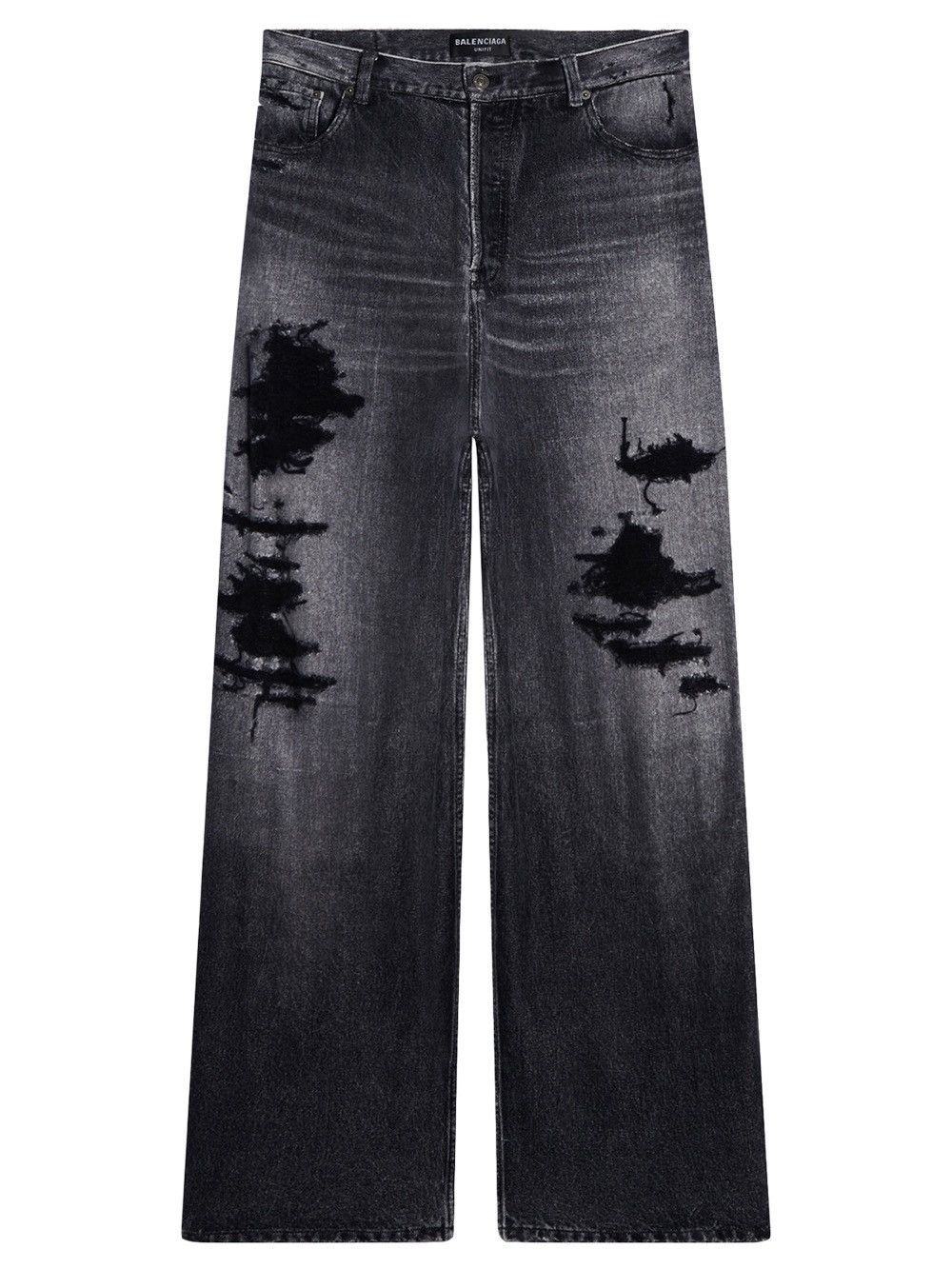 image of Balenciaga Trompe L’Oeil Baggy Jeans Pants in Grey, Men's (Size 30)