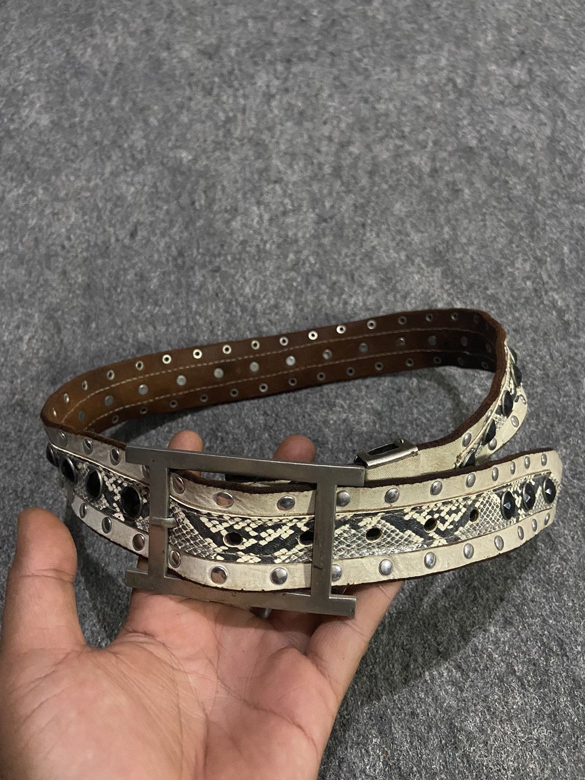 Japanese Brand × Le Grande Bleu (L.G.B.) Vintage leather belt lgb style punk snake belt Size ONE SIZE - 7 Thumbnail