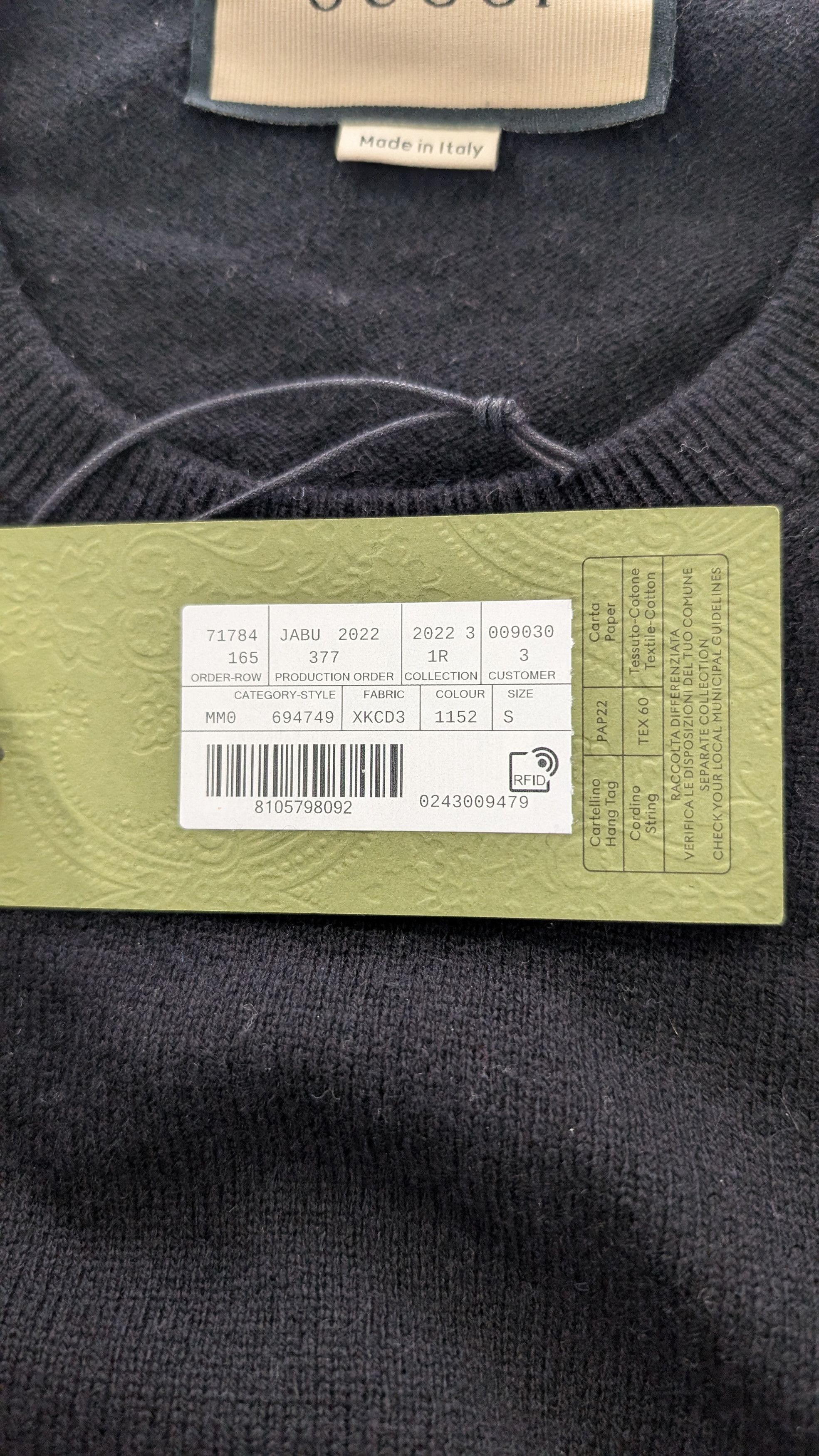 Gucci Gucci Logo Sleeve Patch Cashmere Sweater - Black - Size S Size US S / EU 44-46 / 1 - 19 Thumbnail