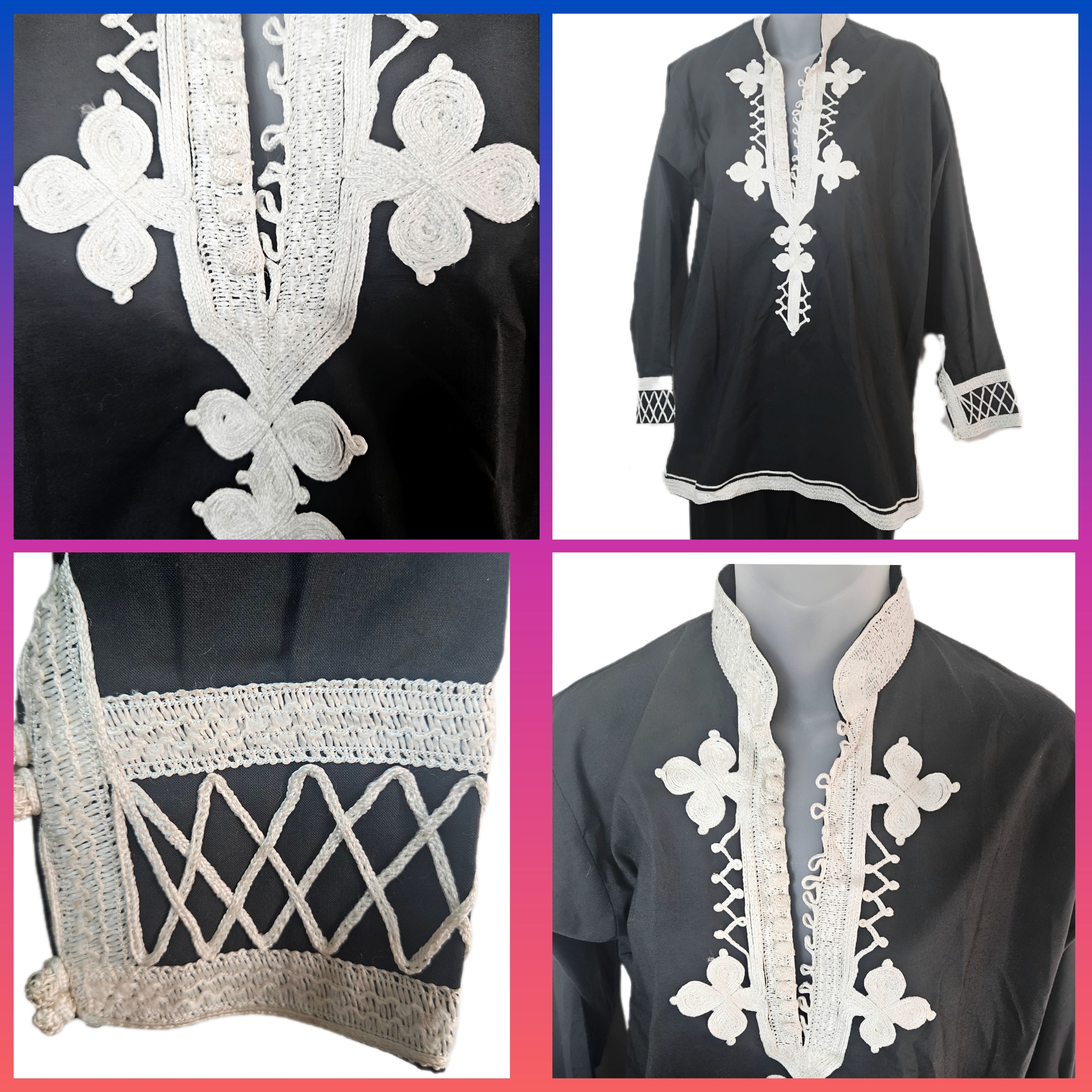 Other 1960S MACRAMÉ (Doors style) EMBROIDERED TUNIC SHIRT Size M / US 6-8 / IT 42-44 - 1 Thumbnail