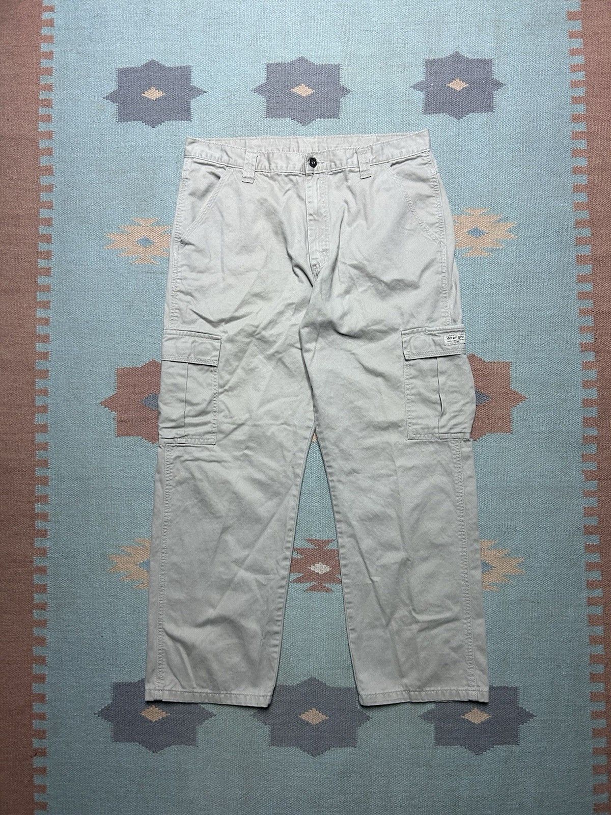 Vintage Vtg wrangler cargo pants wide skater baggy tan hiking 35x29 Size US 35 - 1 Thumbnail