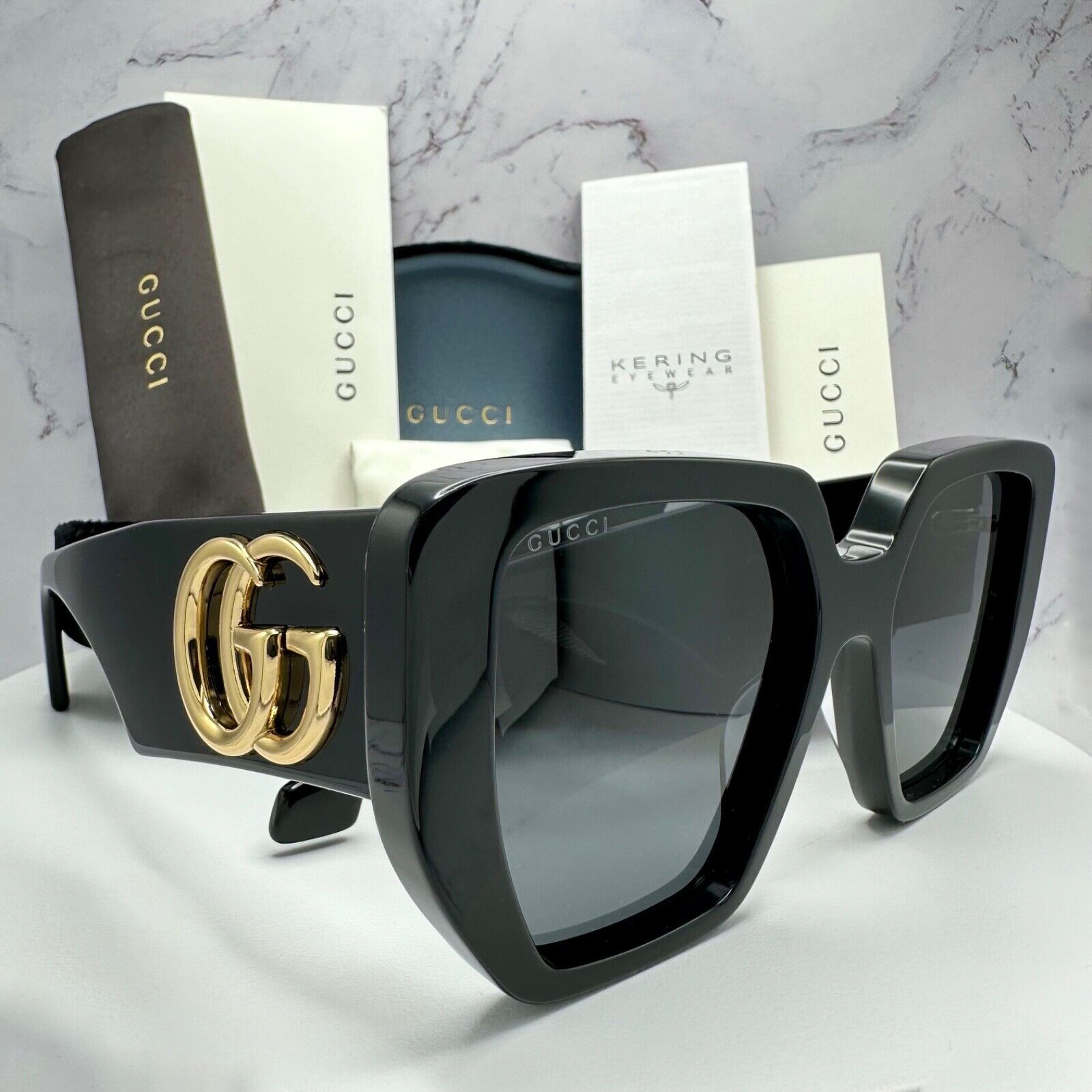 New GUCCI Sunglasses Black Gold