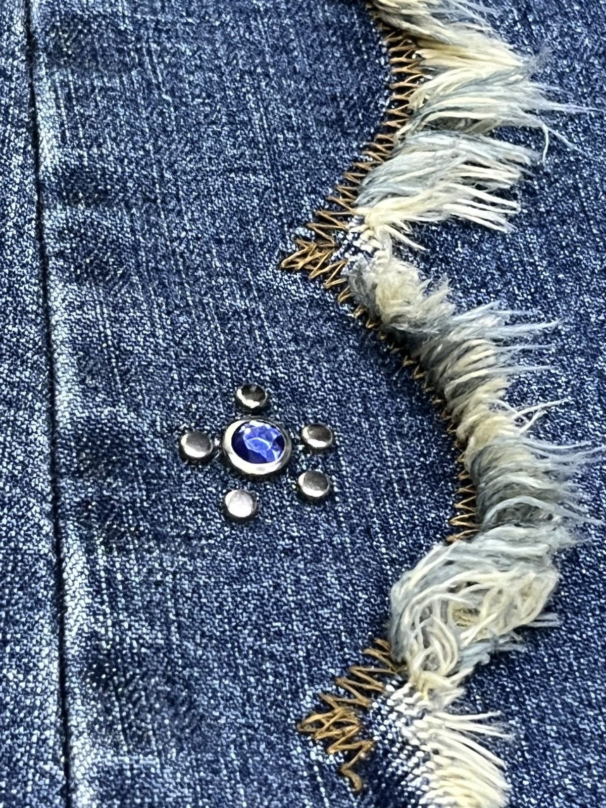 Fragment Design UNIFEEL Gemstones Studded Frayed Stretch Denim Flare Jeans Size 28" / US 6 / IT 42 - 8 Thumbnail
