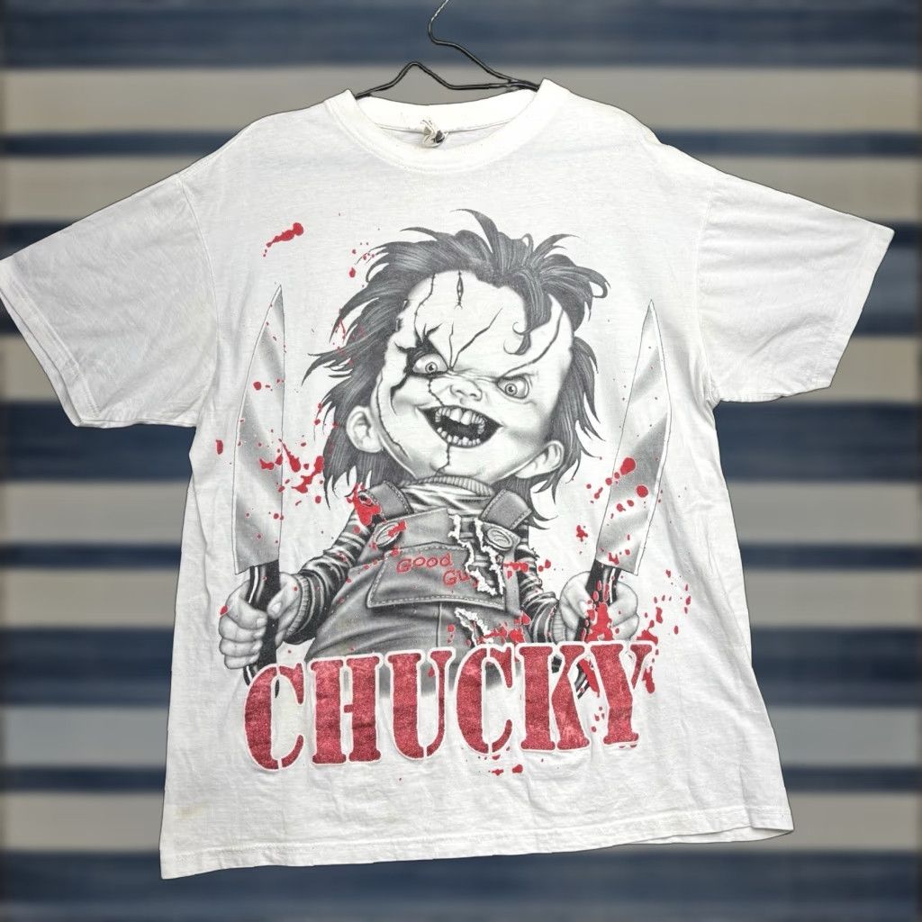 Logo 7 VINTAGE Phat Doc Chucky Shirt Adult XL Graphic Print Horror Movie 90s White Double-Sided Mens Size US XL / EU 56 / 4 - 1 Thumbnail