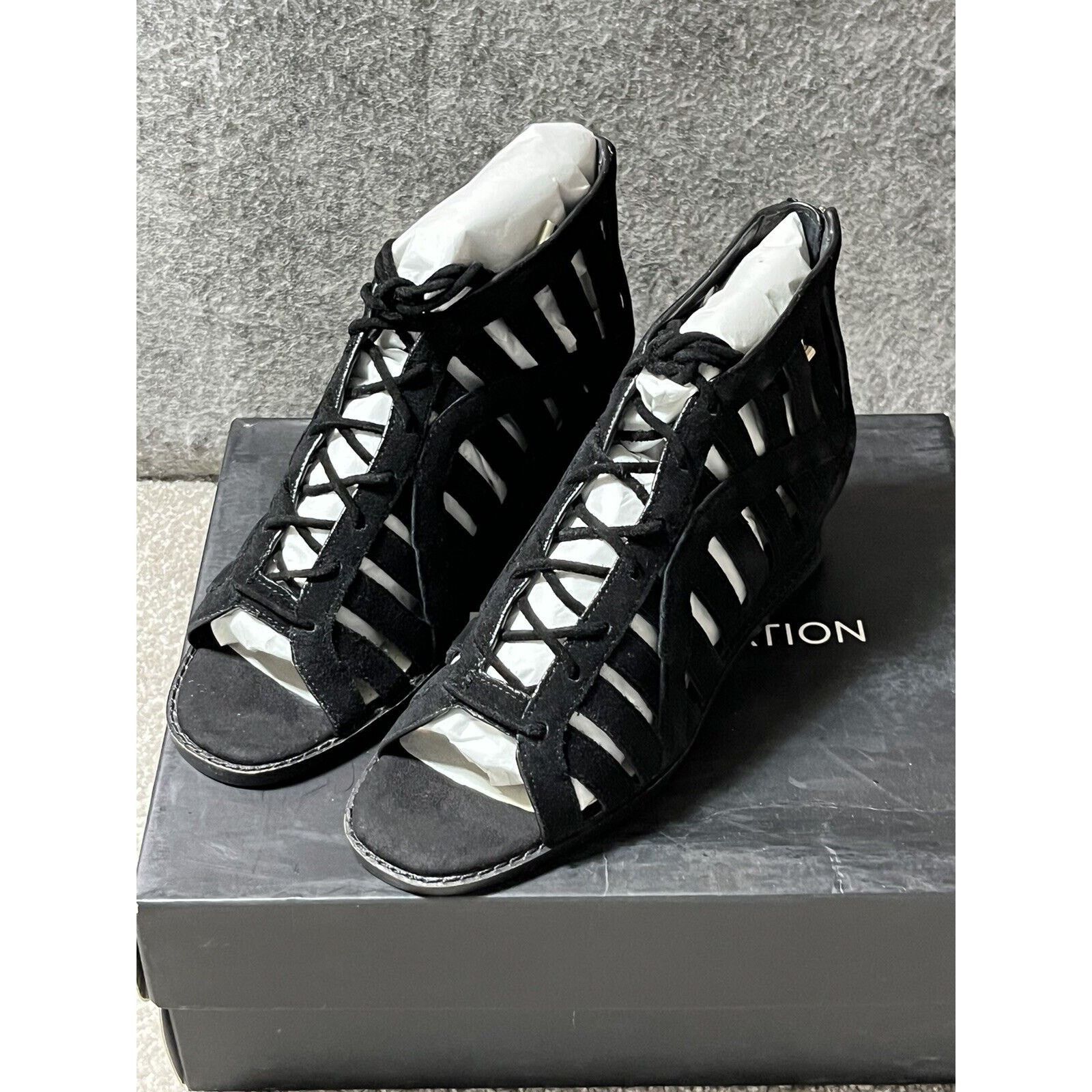 Other BCBGeneration Lace-Up Suede Wedge Sandal 5.5 Black BG-Madeya Size US 5.5 / IT 35.5 - 2 Thumbnail