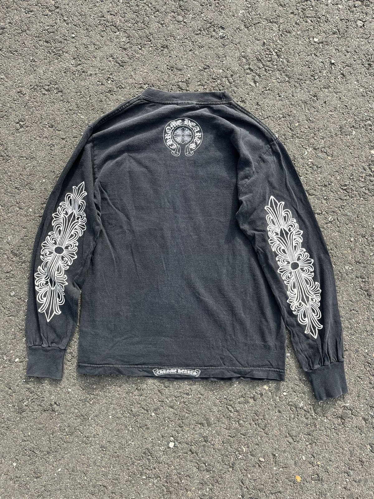 image of Vintage Faded Chrome Hearts Dagger Longsleeve in Black, Men's (Size Small)