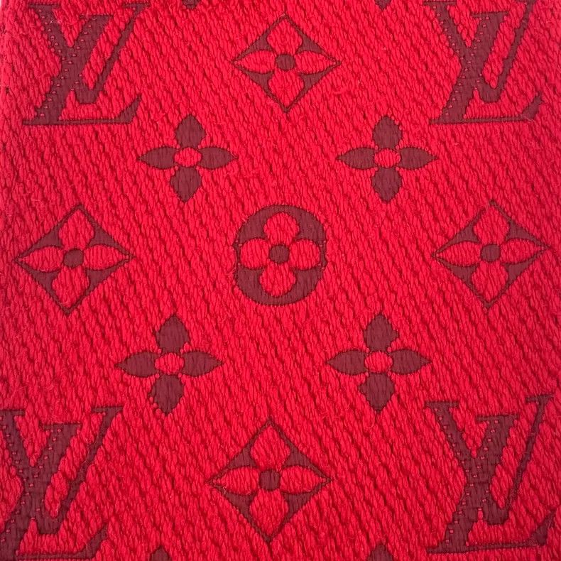 Louis Vuitton Louis Vuitton Red logo old flower full print wool fringe s Size ONE SIZE - 3 Thumbnail