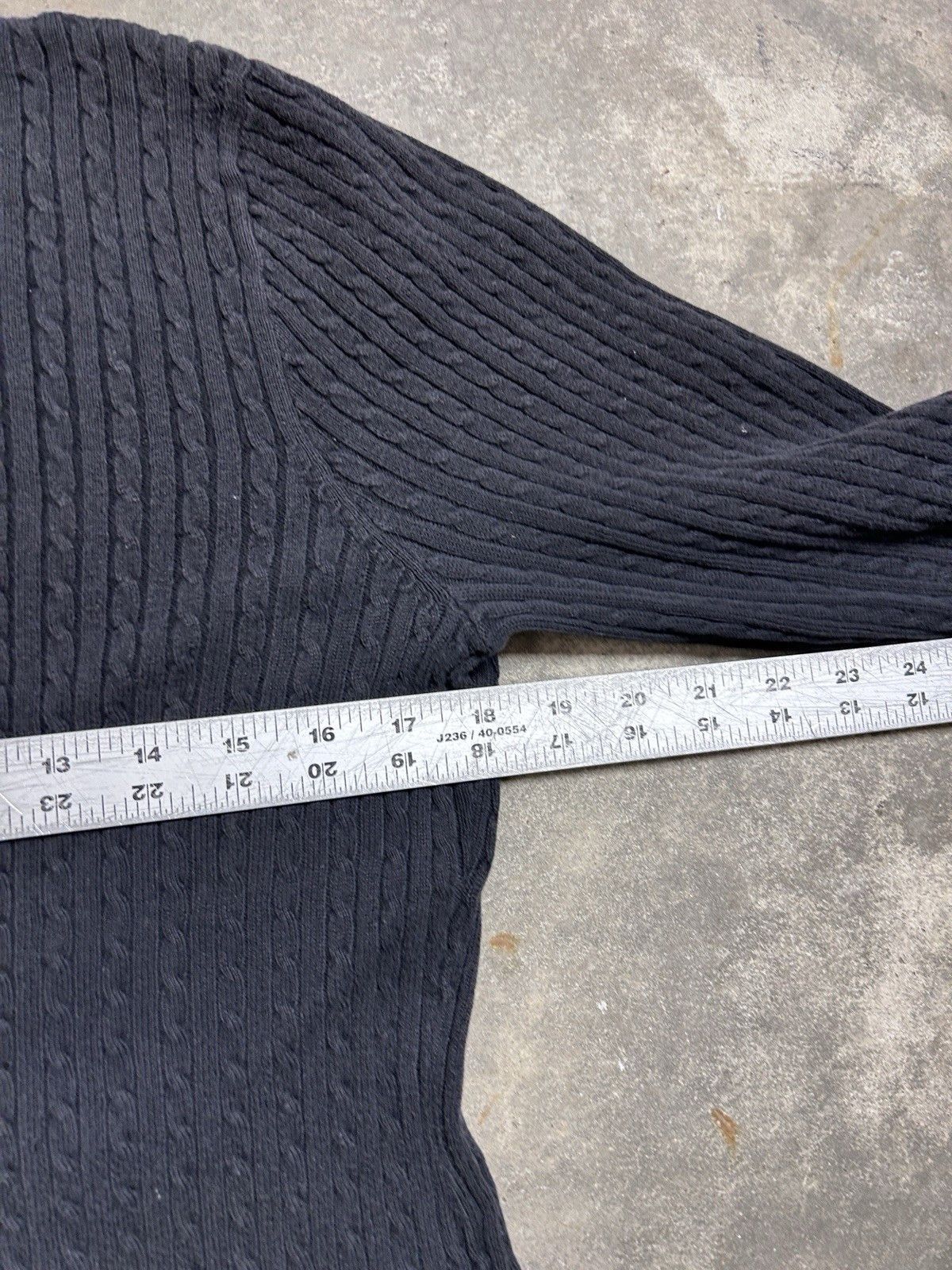Other Jeanne Pierre Black Cable Knit V‑Neck Sweater Women’s Size M / US 6-8 / IT 42-44 - 5 Thumbnail