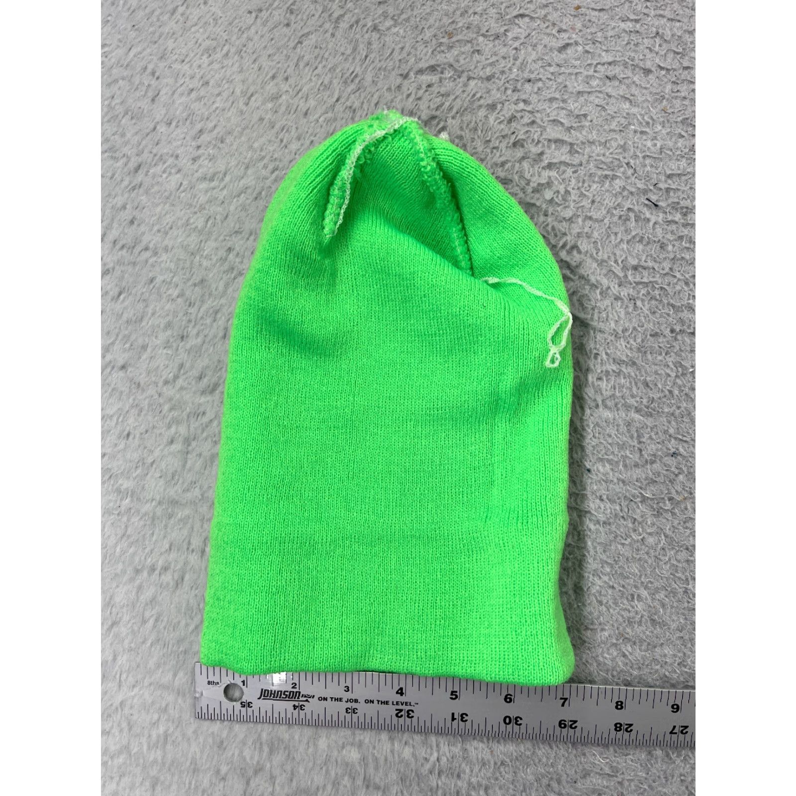 Vintage Beanie Beanie Hat Adult One Size Green High Visibility Knit 100% Acrylic Shell Winter Size ONE SIZE - 3 Thumbnail