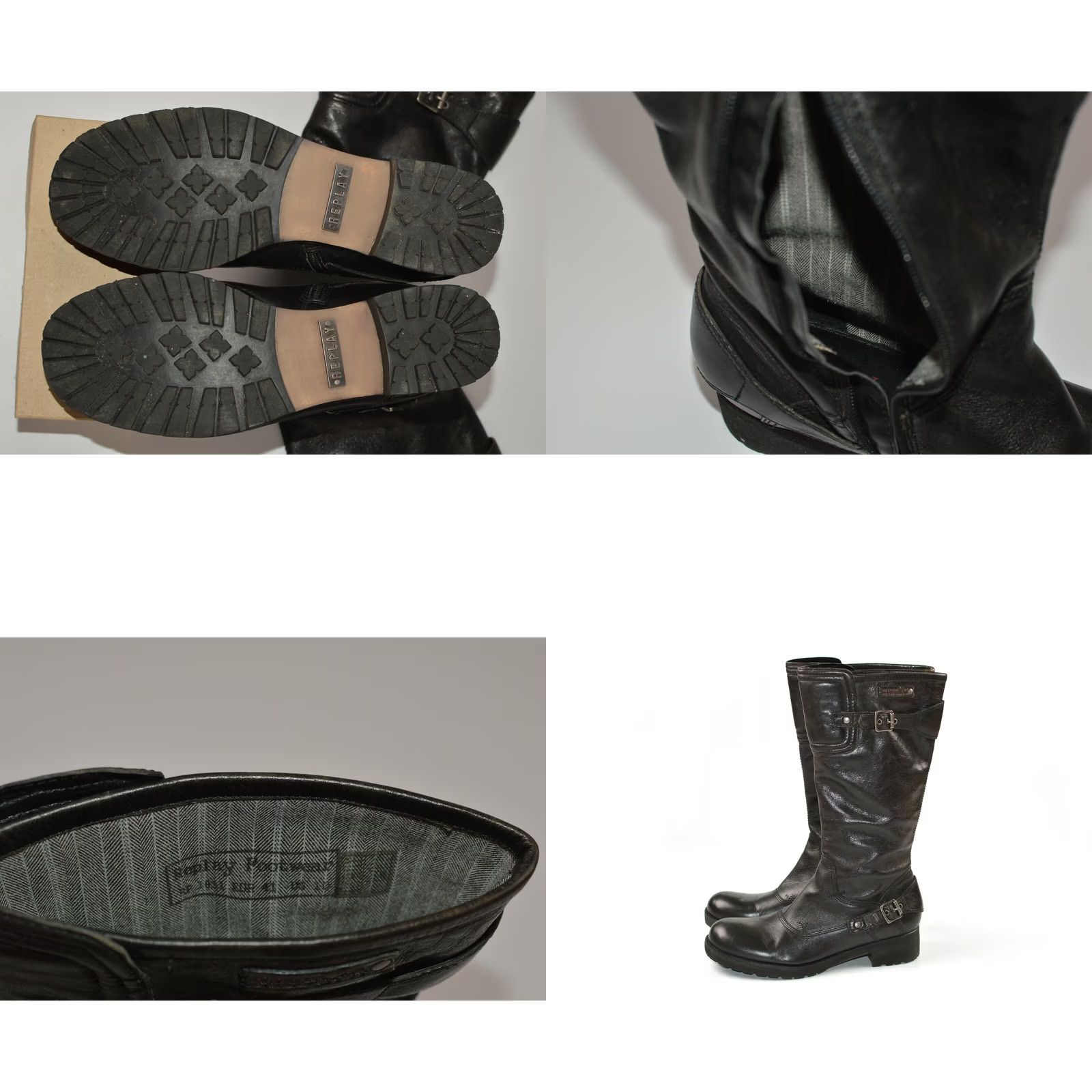 Replay Womens Replay RP1051 Biker Motorcycle High Boots US 10 / EUR 41 Leather Black Boots Women Size US 11 / IT 41 - 8 Thumbnail