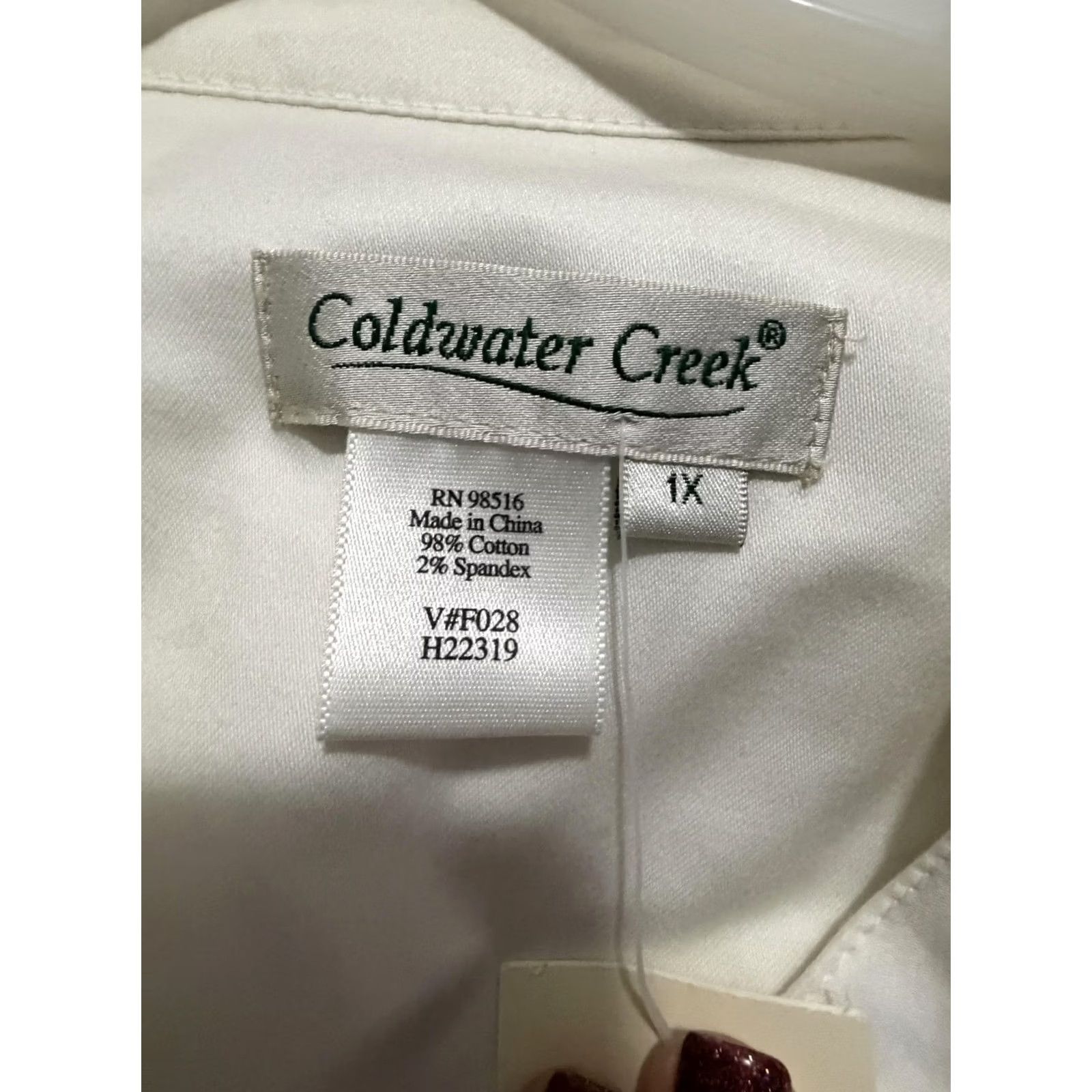 Coldwater Creek Coldwater Creek Womens Plus Size Jacket White Cotton Twill Open Front Piping Detail Size XL / US 12-14 / IT 48-50 - 3 Thumbnail