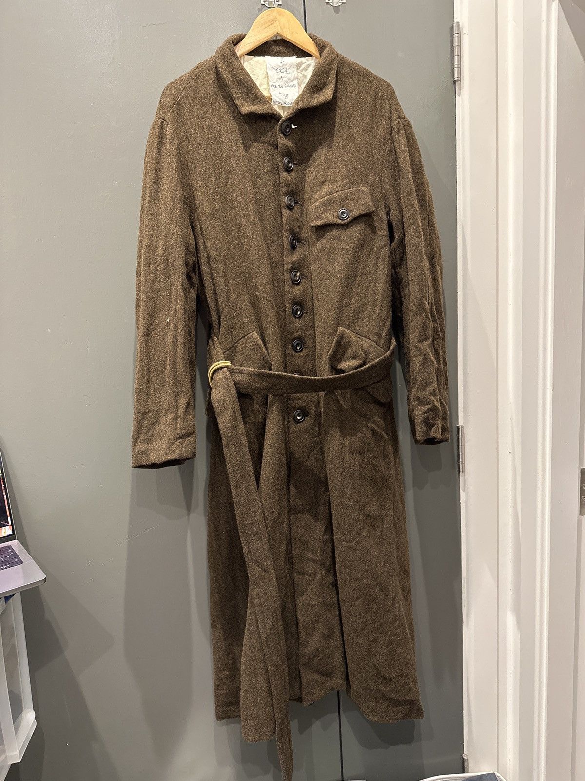 image of John Alexander Skelton Cxiv Belted Coat in Brown, Men's (Size Medium)