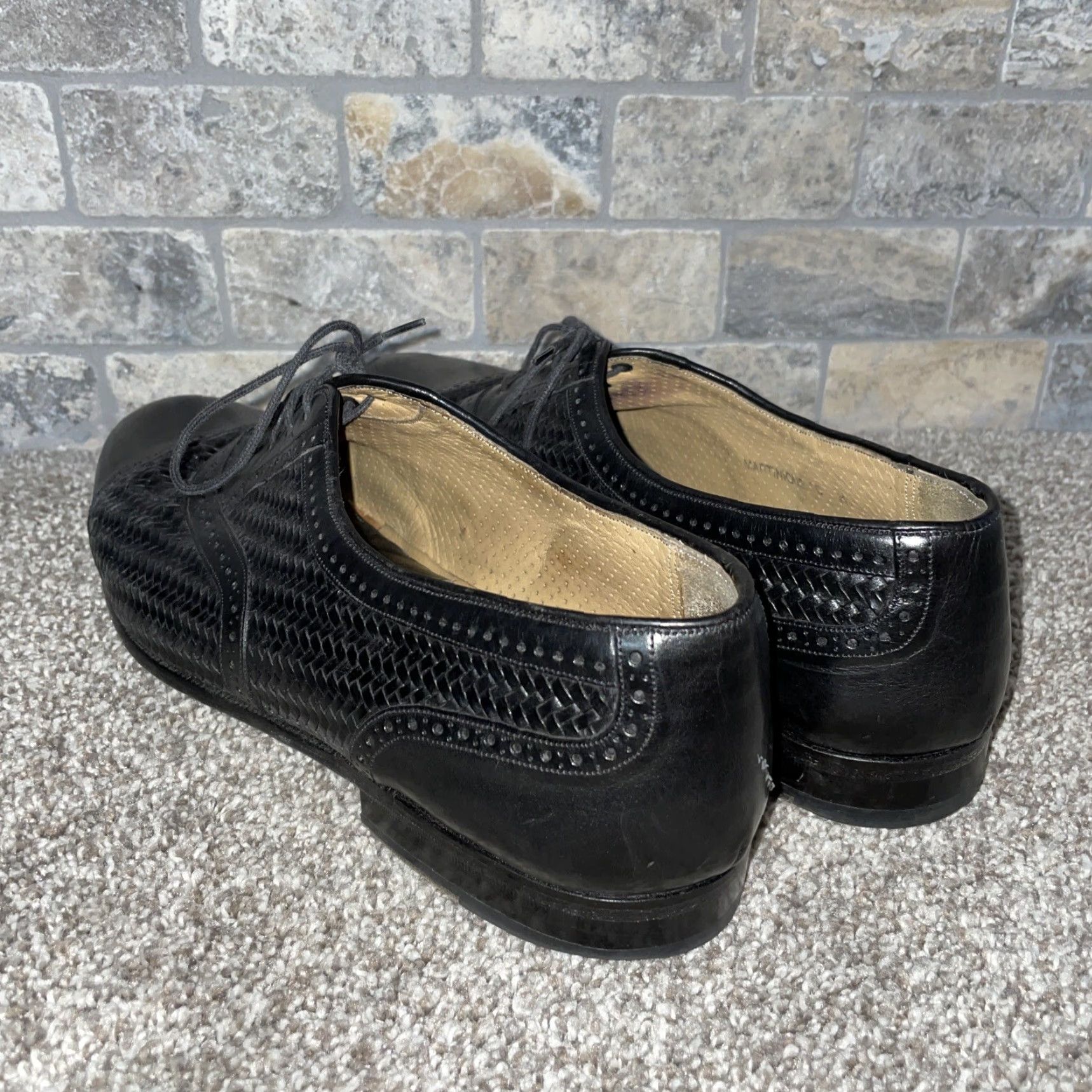 Mezlan MEZLAN Black Cap Toe Weave Oxford Dress Shoes Mens 10 M Size ONE SIZE - 2 Thumbnail