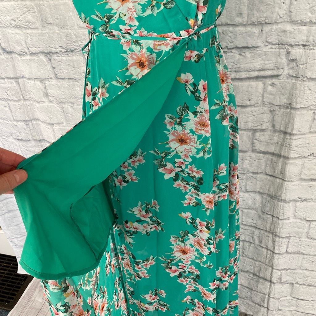 Other Eva Mendez women wrap maxi dress with side tie and floral print green Size XS / US 0-2 / IT 36-38 - 2 Thumbnail
