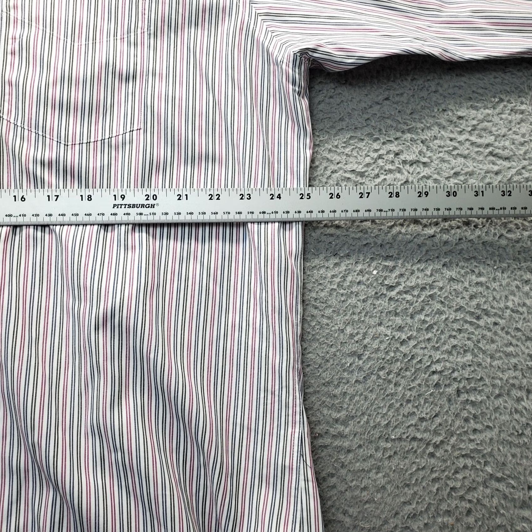 Vintage INC Dress Shirt Men 17.5 Multi Striped Non Iron Tailored Fit Chest Pocket Collar Shirt Size 48R - 4 Thumbnail