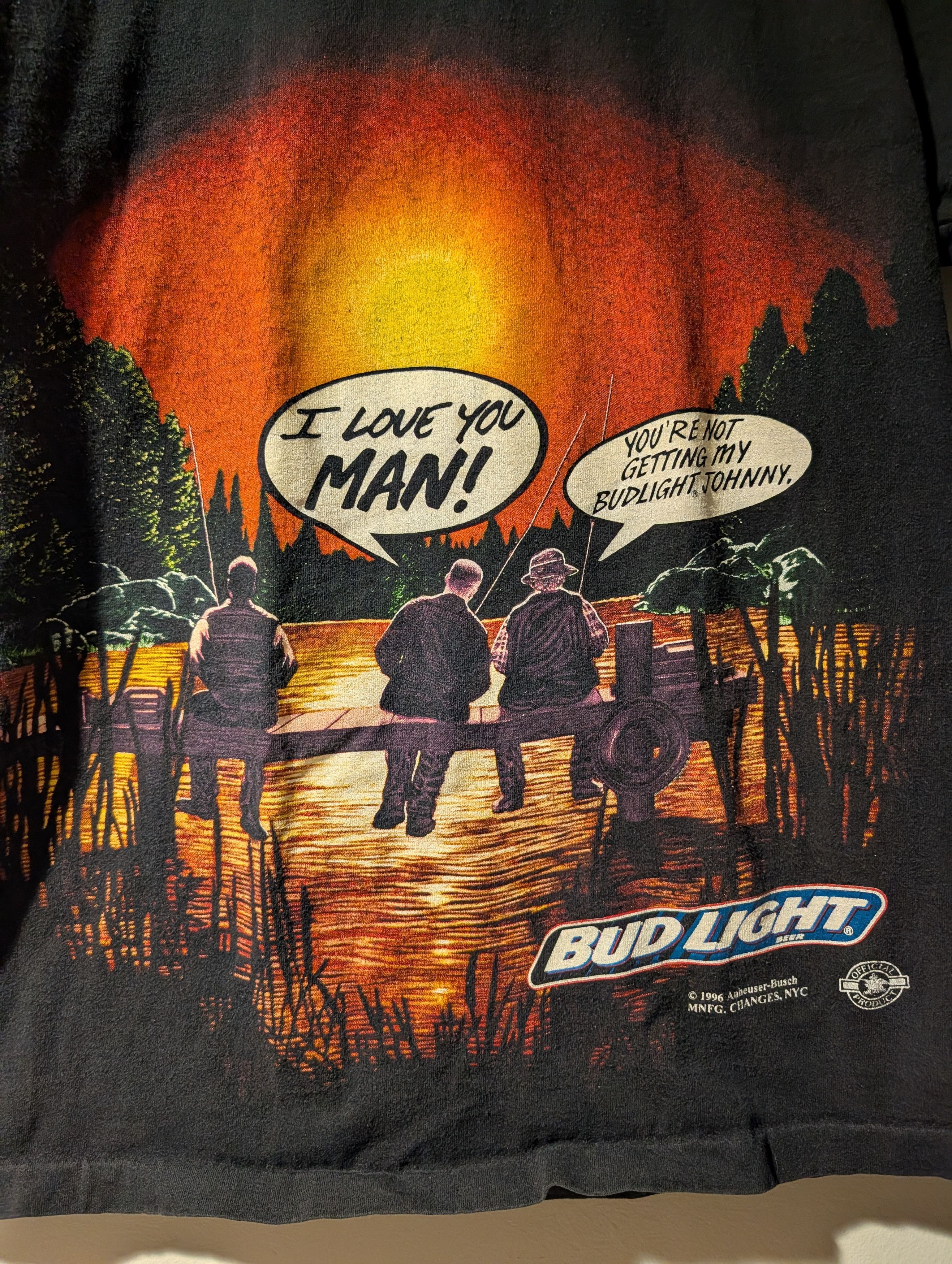 Anvil Vintage 1996 Bud Light I Love You Man Fishing Large T-Shirt Size US L / EU 52-54 / 3 - 2 Thumbnail