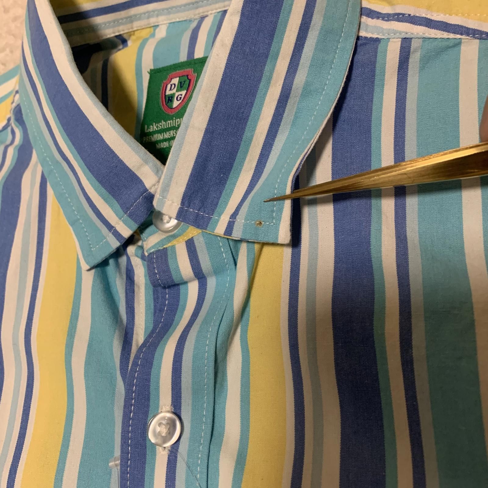 Other DVRG Men's Small Blue Yellow Green Striped Shirt Size US S / EU 44-46 / 1 - 2 Thumbnail