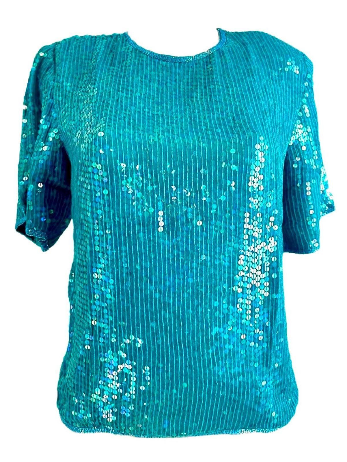 Sequin Top Turquoise size 10