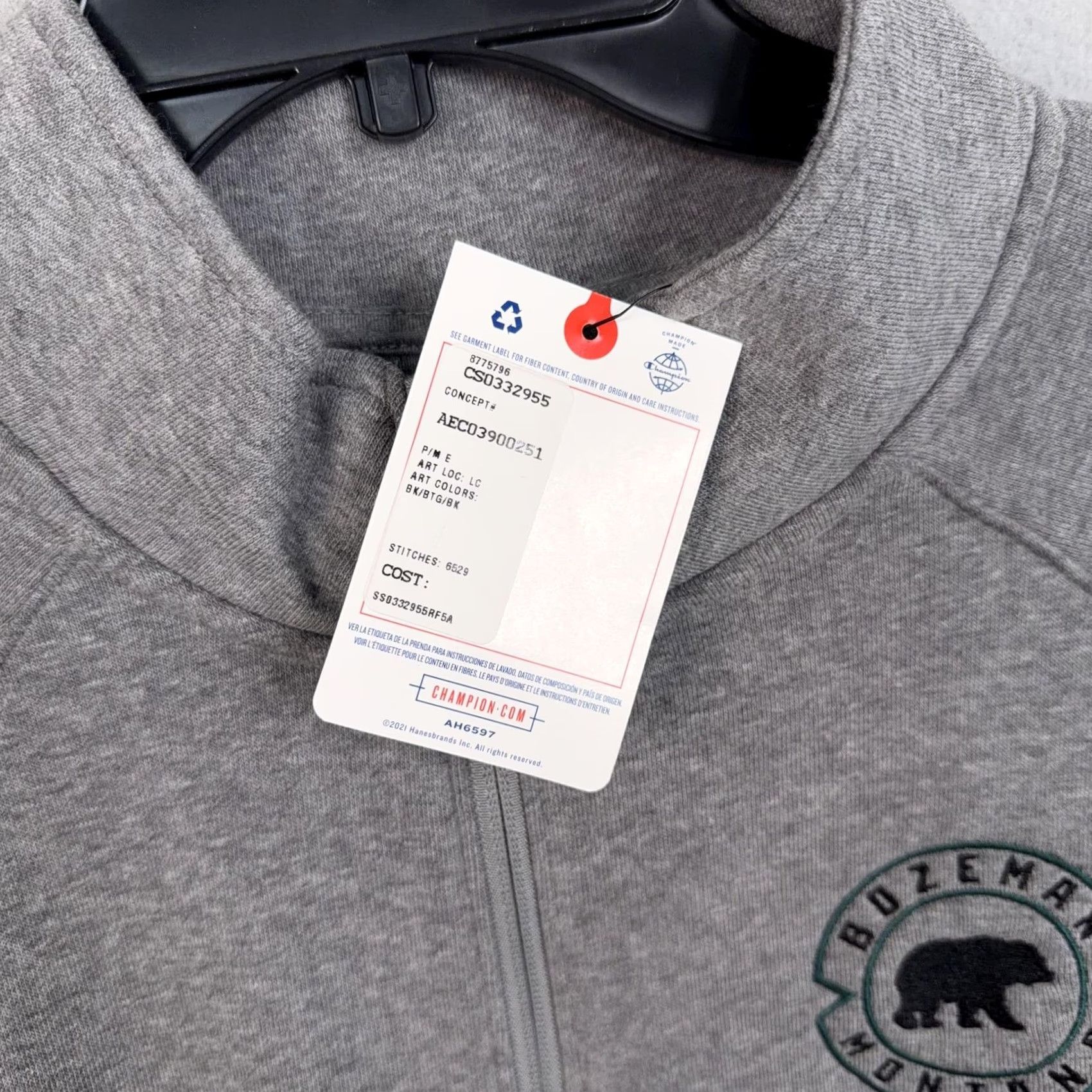 Champion Champion Mens Gray 1/4 Zip Sweatshirt Bozeman Montana Fleece Pullover L Large NWT Size US L / EU 52-54 / 3 - 6 Thumbnail