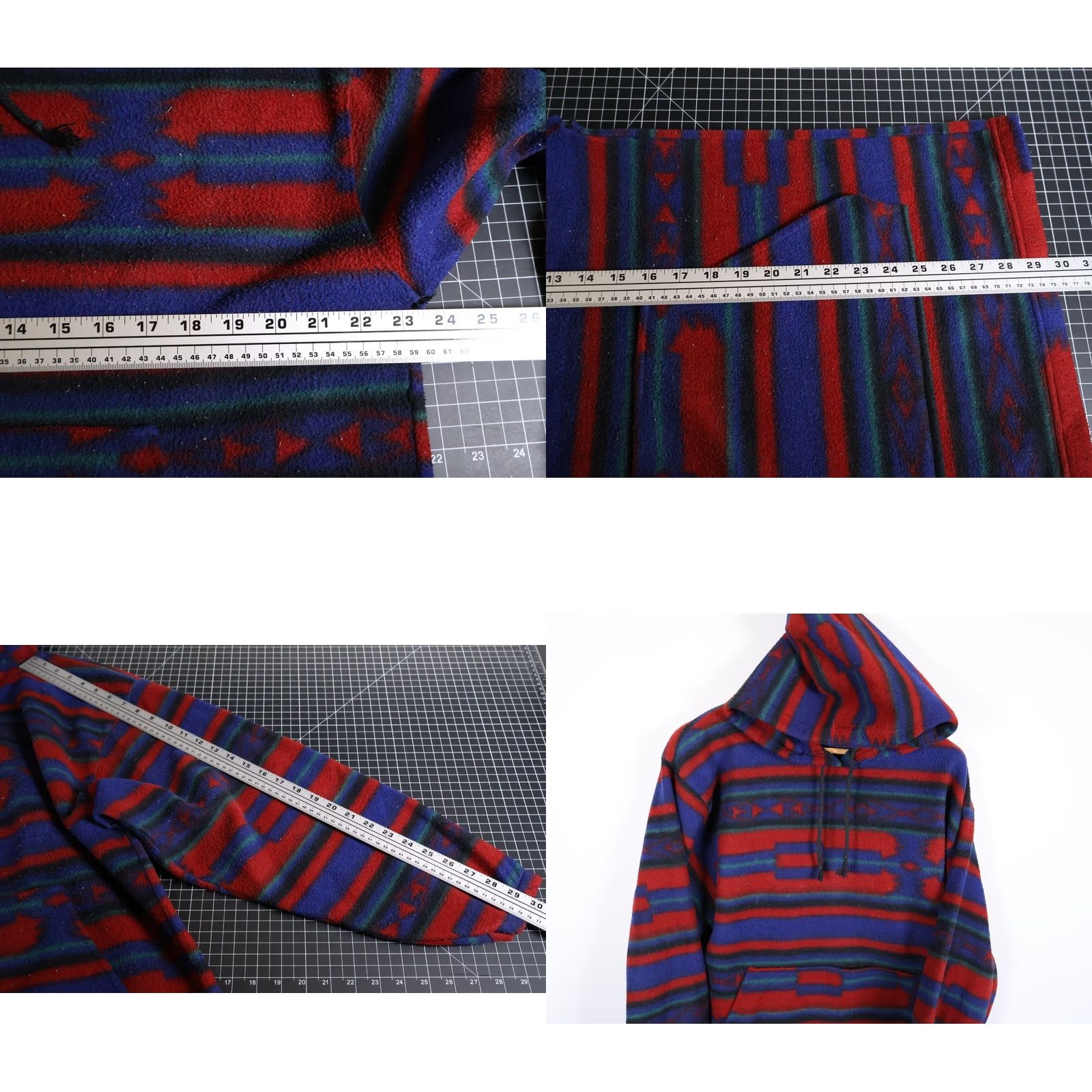 Vintage VINTAGE GARB Oversized Aztec Pattern Fleece Pullover Hoodie Men Medium Red Geometric 90s Tribal Crew Neck Size US M / EU 48-50 / 2 - 8 Thumbnail