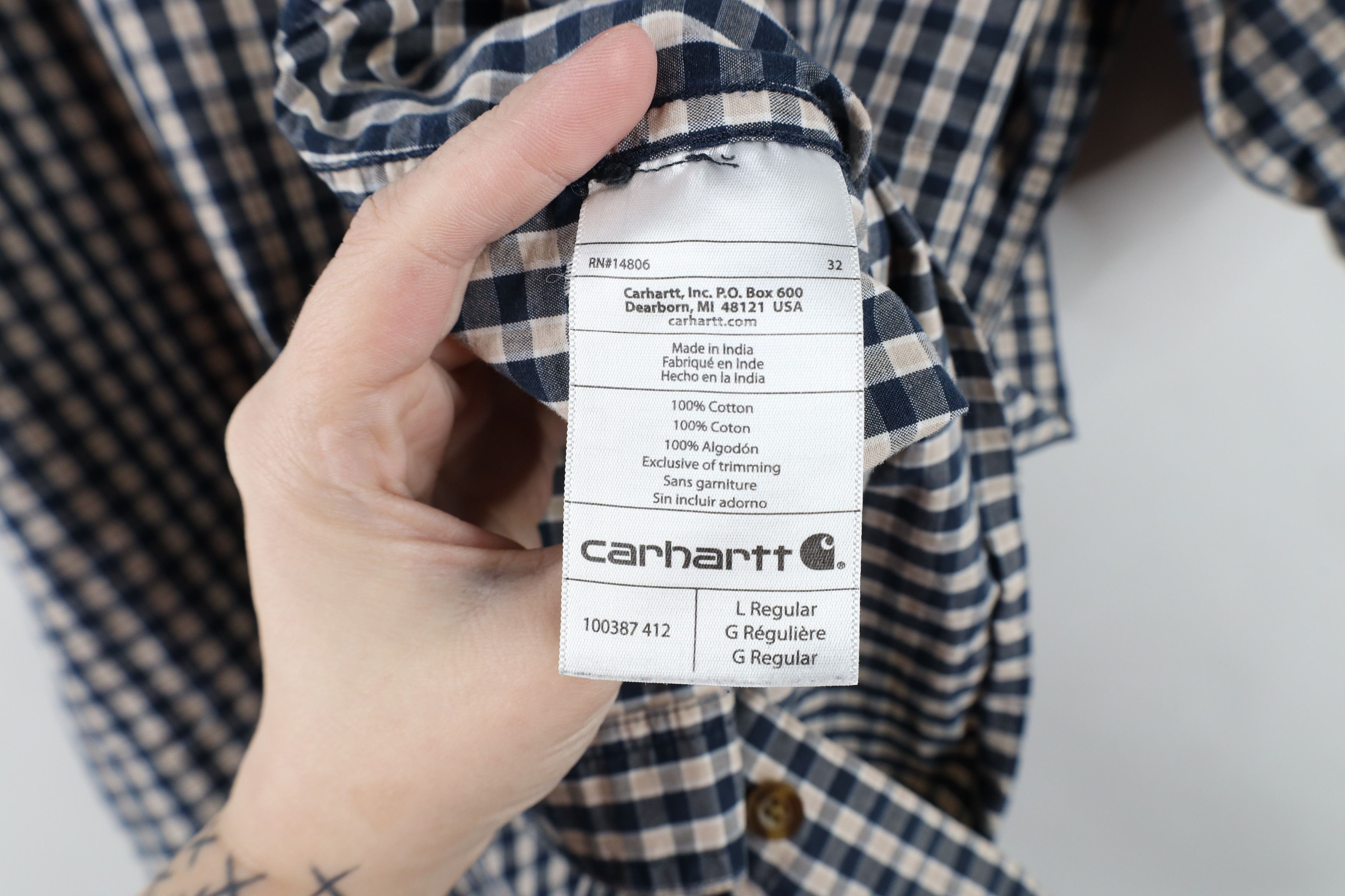 Carhartt × Vintage Vintage Carhartt Checkered Short Sleeve Button Shirt Cotton Size US L / EU 52-54 / 3 - 11 Thumbnail