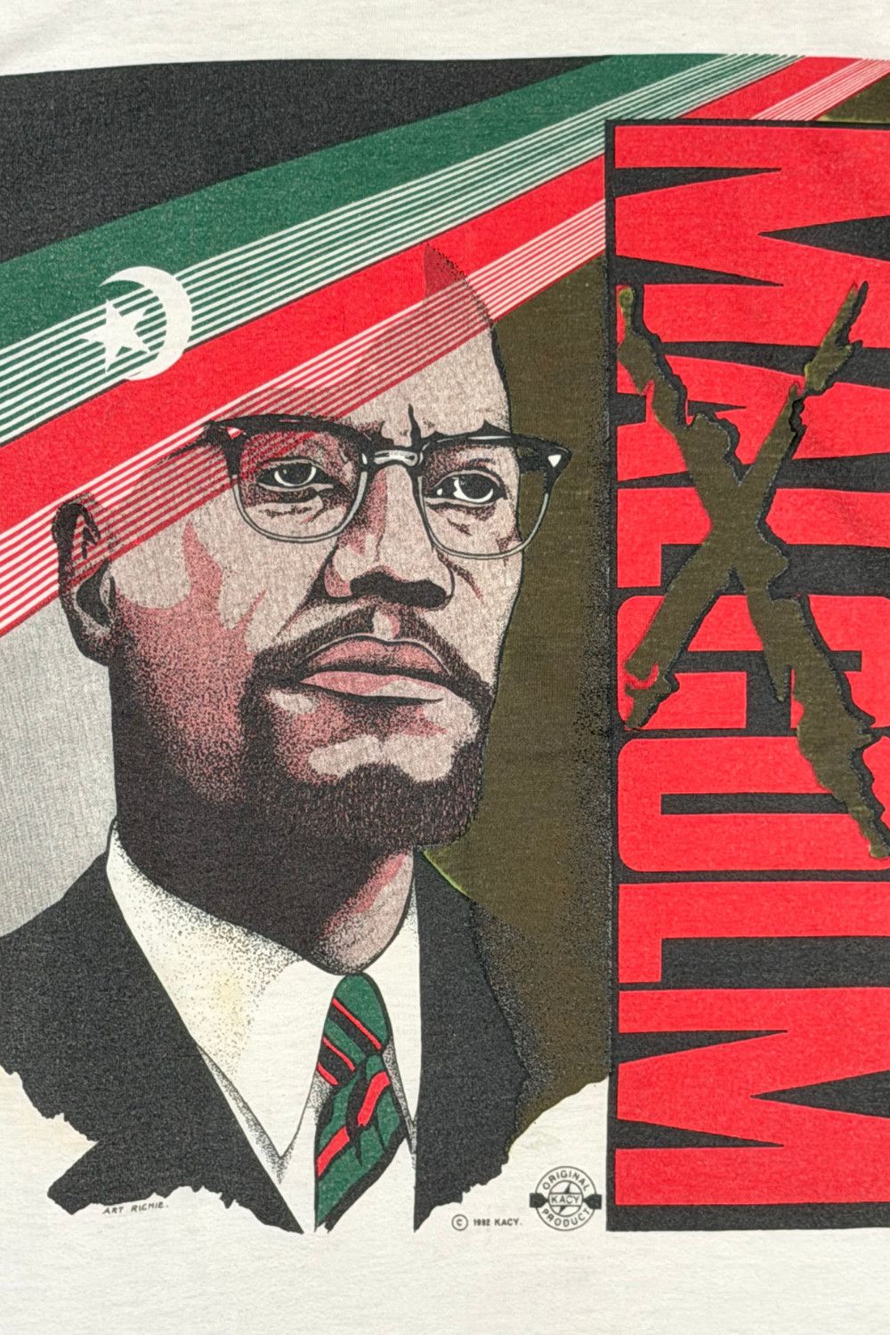 Vintage 1992 Malcolm X KACY Single Stitch USA Tee XL Spike Lee Era Size US XL / EU 56 / 4 - 5 Thumbnail