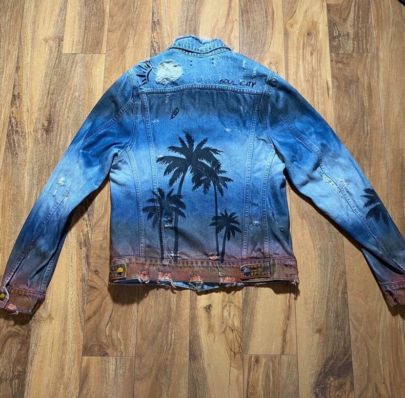 Amiri palm tree rendering distressed jacket