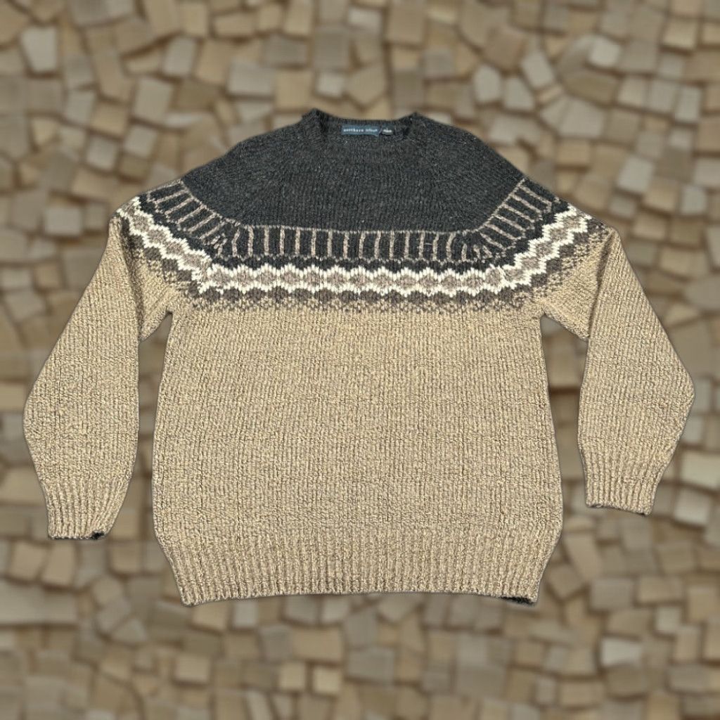 Vintage Northern Isles Sweater Womens LARGE Brown Gray Nordic Fair Isle Raglan Y2K Size L / US 10 / IT 46 - 1 Thumbnail