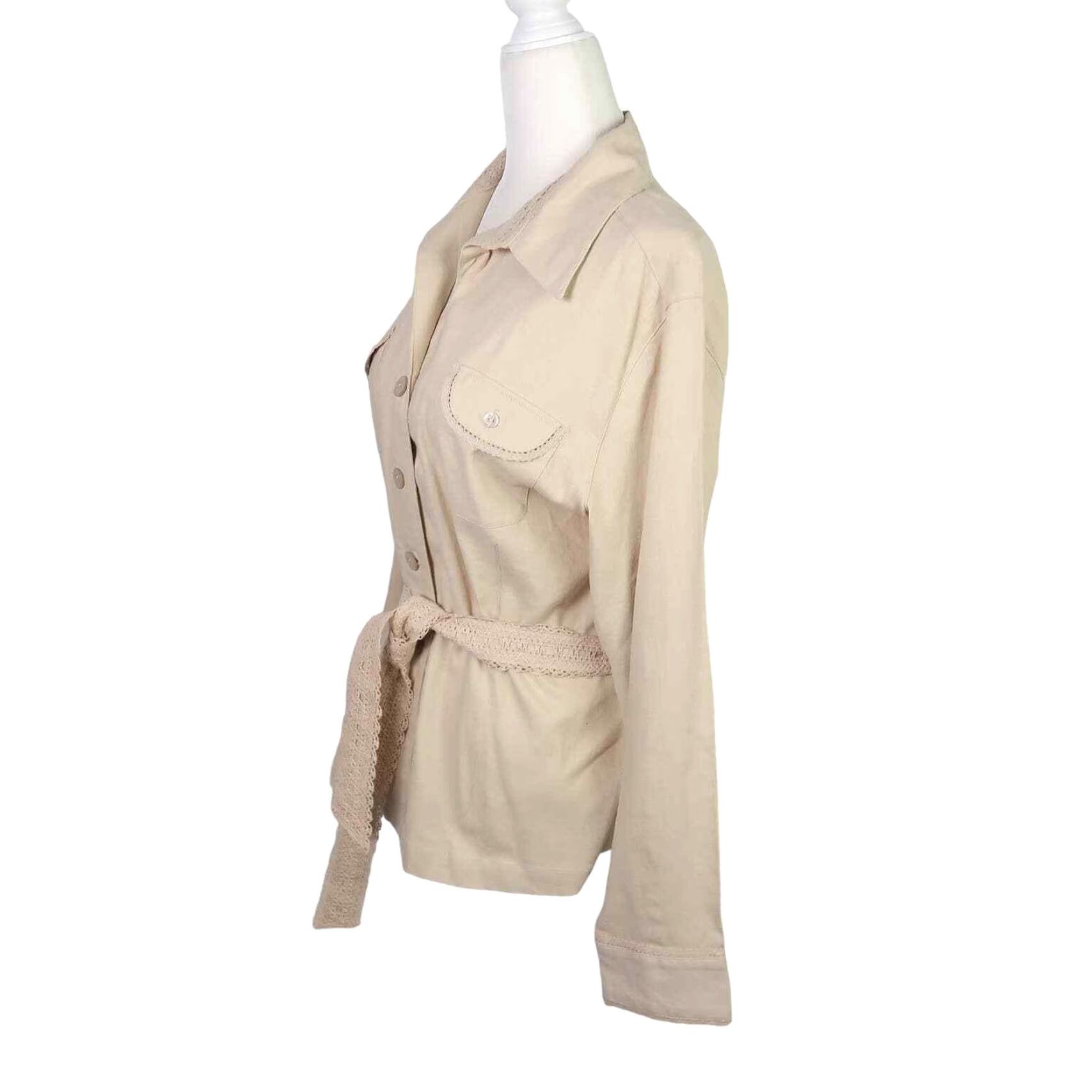 Vintage VINTAGE Erika Shirt Women Medium Tan Linen Blend Button Front Long Sleeve Casual Size M / US 6-8 / IT 42-44 - 3 Thumbnail
