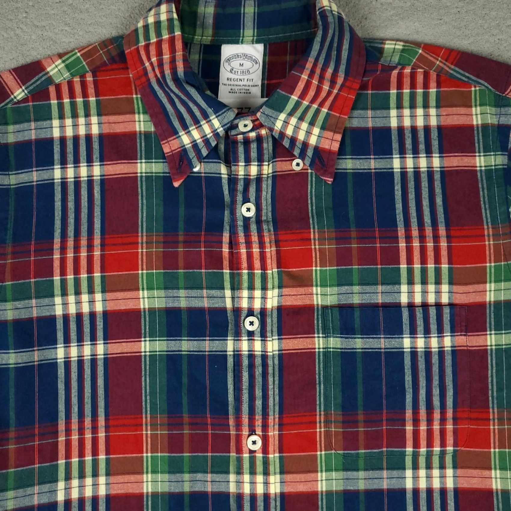 Brooks Brothers Brooks Brothers Shirt Mens Medium Blue Red Plaid Regent Button Up Short Sleeve Size US M / EU 48-50 / 2 - 2 Thumbnail