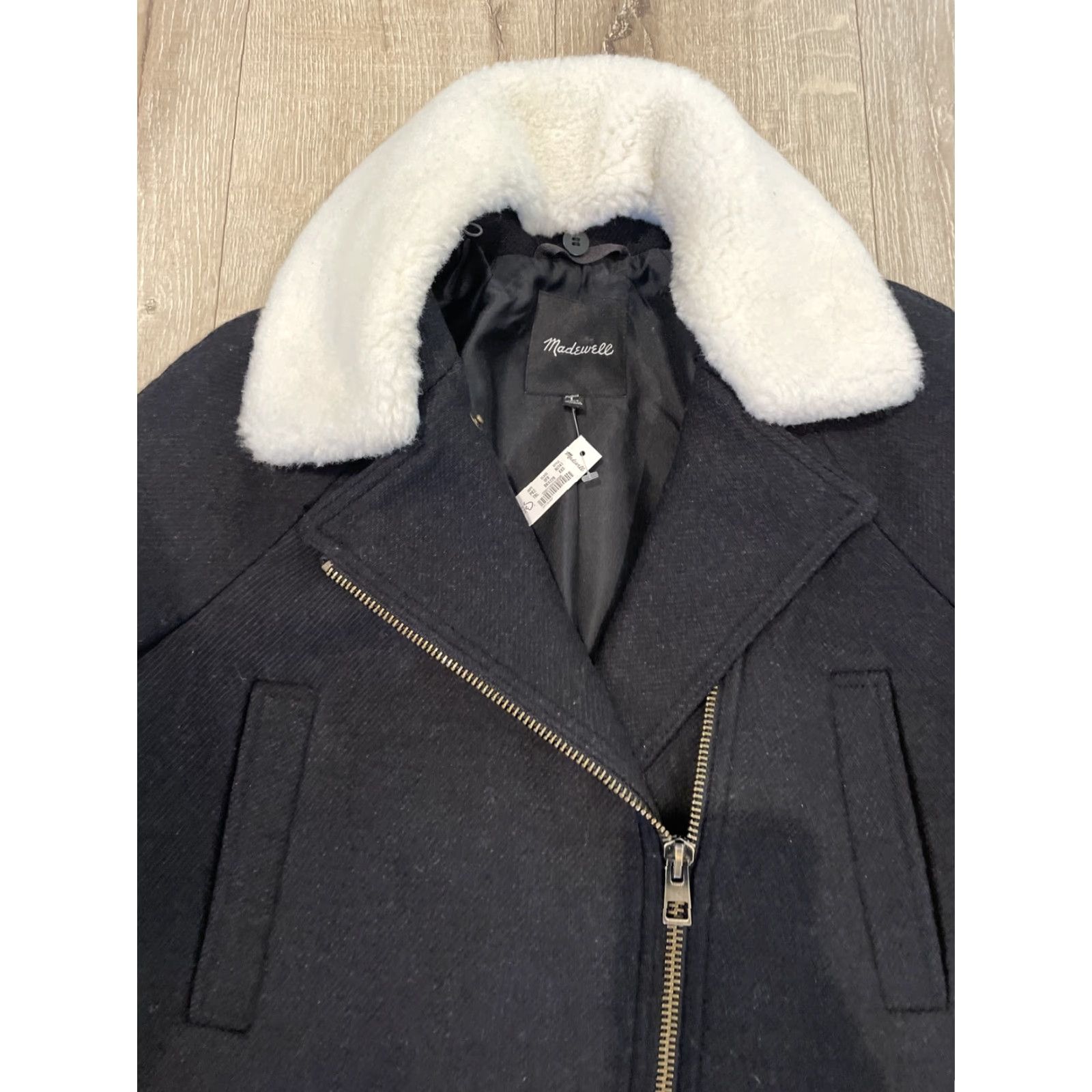 Madewell Madewell Coat Women XXS Gray Wool Blend Removable Faux Fur Full Zip Oversized Size XXS / US 00 / IT 34 - 6 Thumbnail