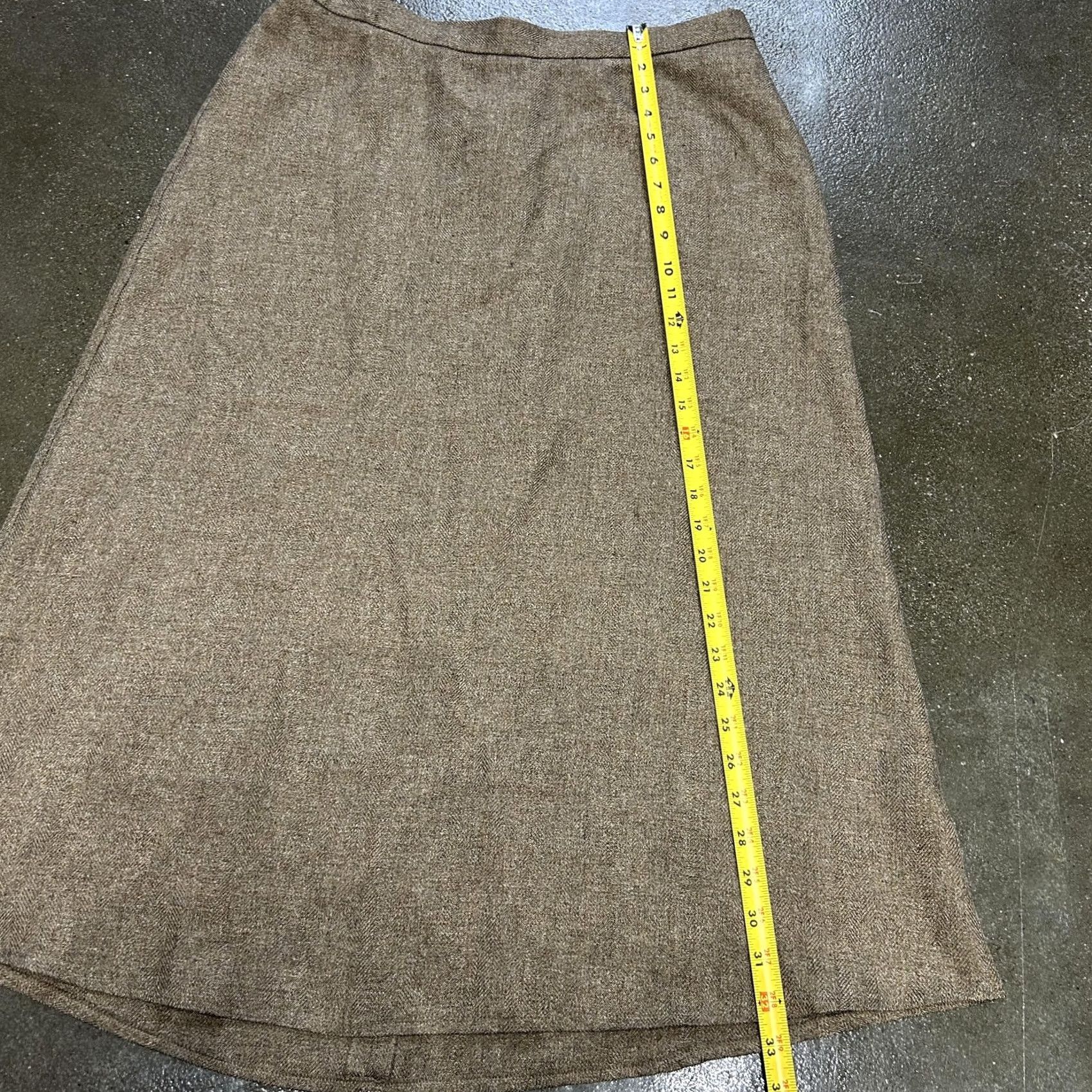 Vintage VINTAGE Brown Tweed Skirt Womens 16 A-Line Midi Herringbone Career Office Fall Size 38" / US 16 / IT 52 - 5 Thumbnail