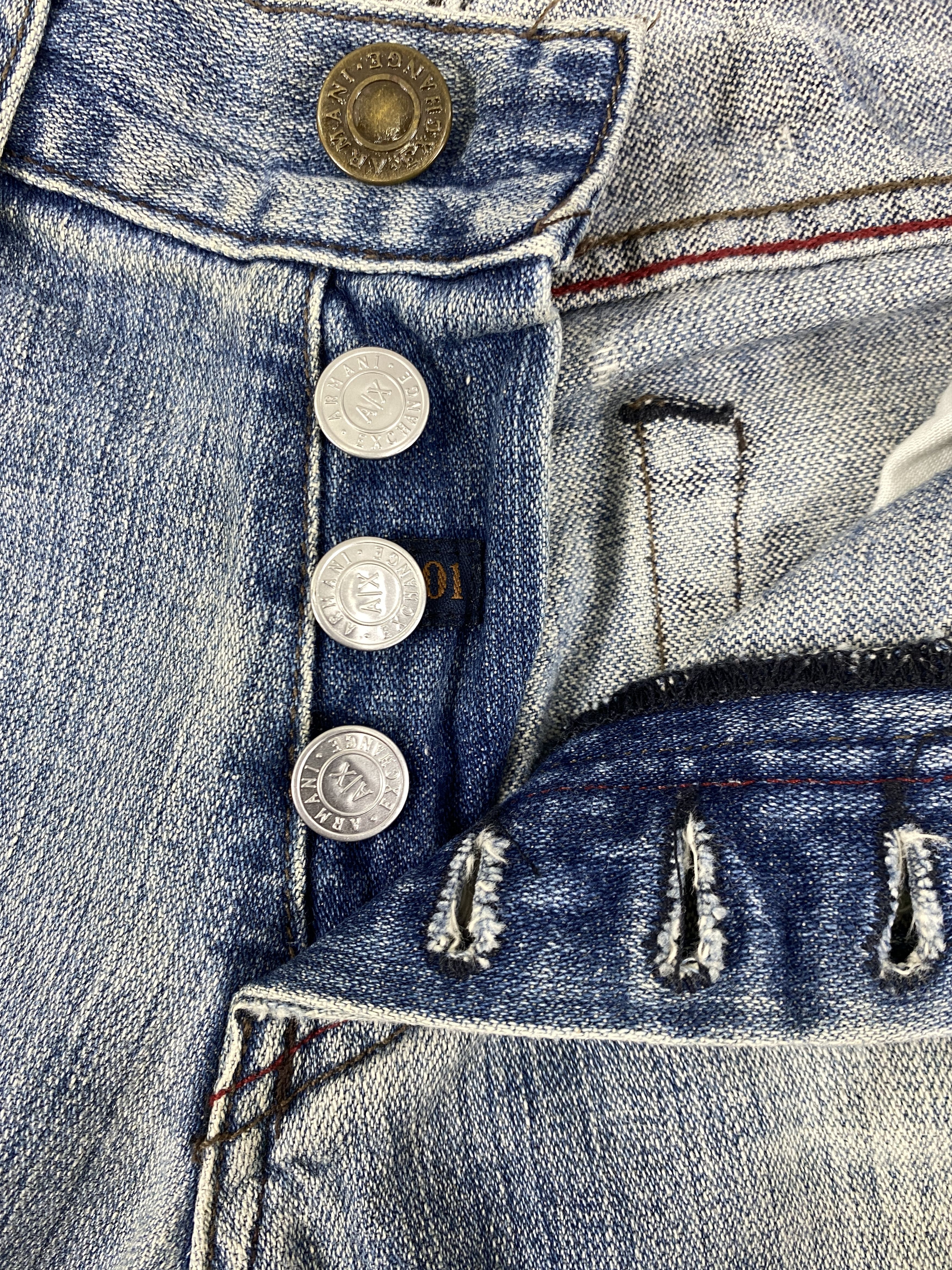 If Six Was Nine Distressed Blue Armani Jeans 34x31.5 Denim JN3382 Size US 34 / EU 50 - 6 Thumbnail