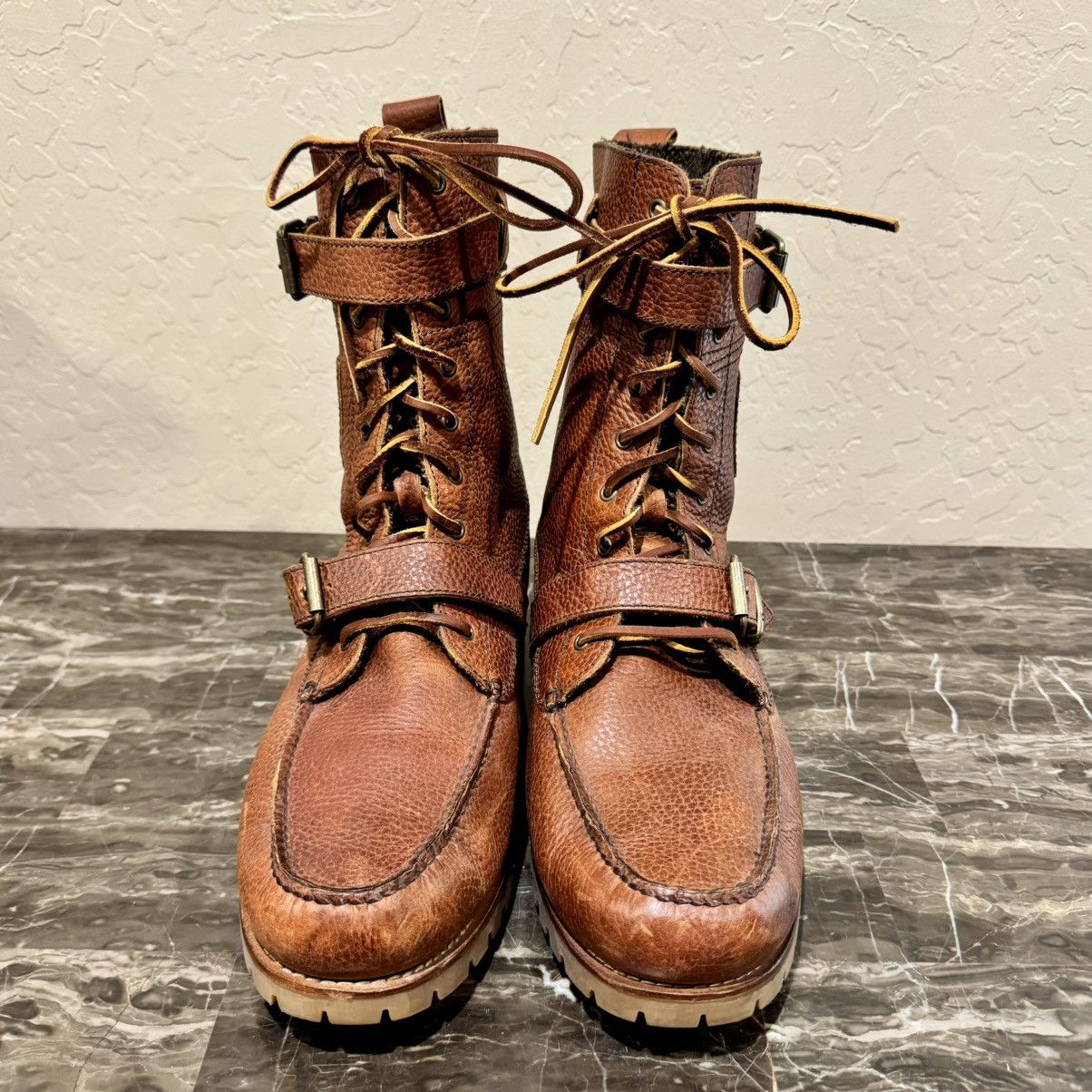 Polo Ralph Lauren Polo Ralph Lauren Radbourne Leather Buckled Combat Boots Size US 14 / EU 47 - 6 Thumbnail