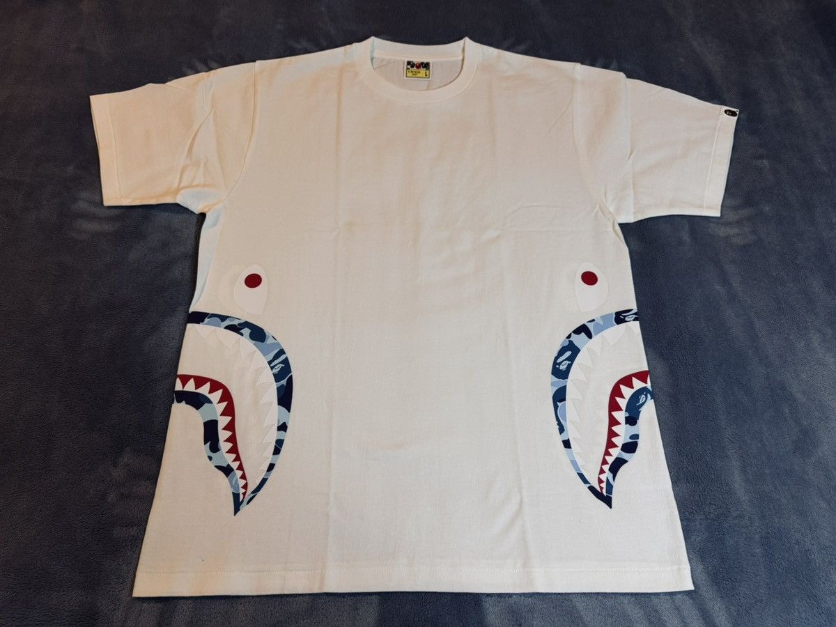 Bape Bape Large White/Blue ABC Camo Shark Bite Tee Size US L / EU 52-54 / 3 - 1 Thumbnail