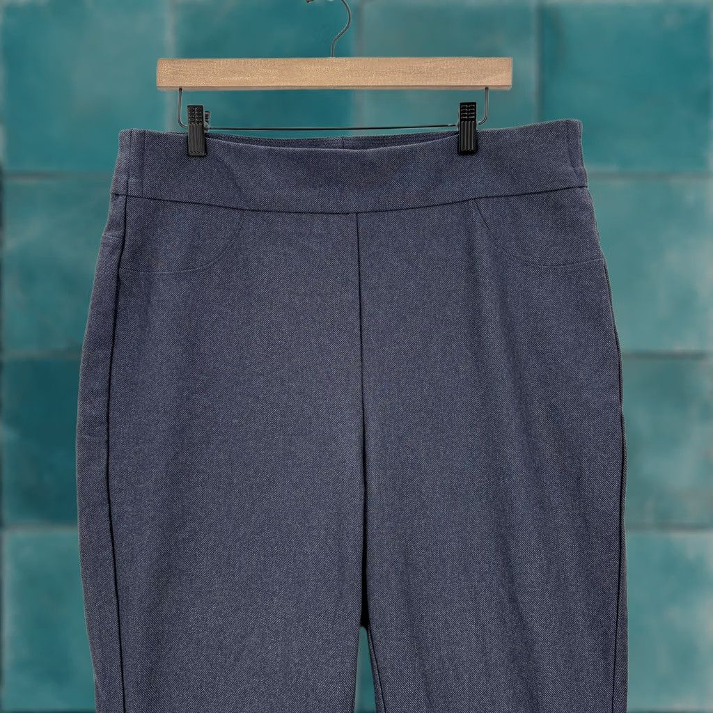 Vintage Honeylove Pants Womens 3X Blue Pull On Stretch Pockets Ponte Slim Ankle Business Casual 29in Inseam Womens Size 40" / US 18 - 1 Thumbnail