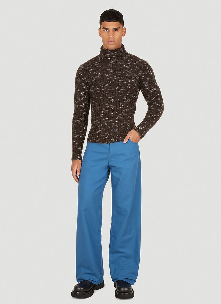 Raf Simons o1y0325 Turtleneck Sweater in Brown/White Size US L / EU 52-54 / 3 - 5 Thumbnail