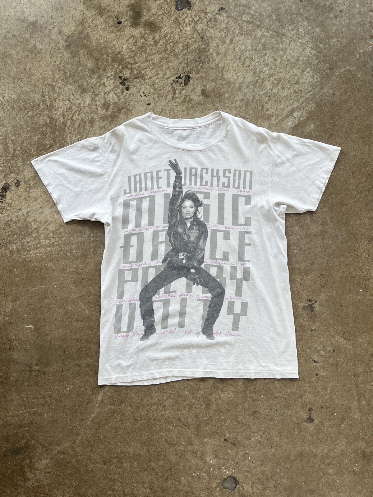 Band Tees Vintage 1990 Janet Jackson Rhythm Nation Tour Single Medium Size US M / EU 48-50 / 2 - 2 Thumbnail